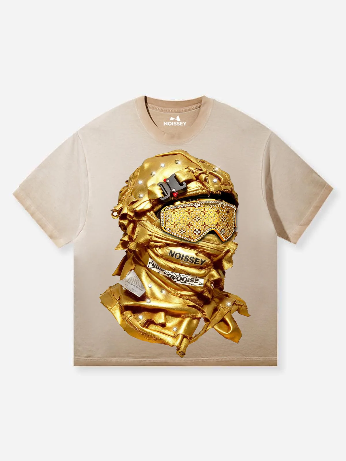 NOISSEY "Gold Standard" Avant-Garde Balaclava Streetwear Graphic T-Shirt