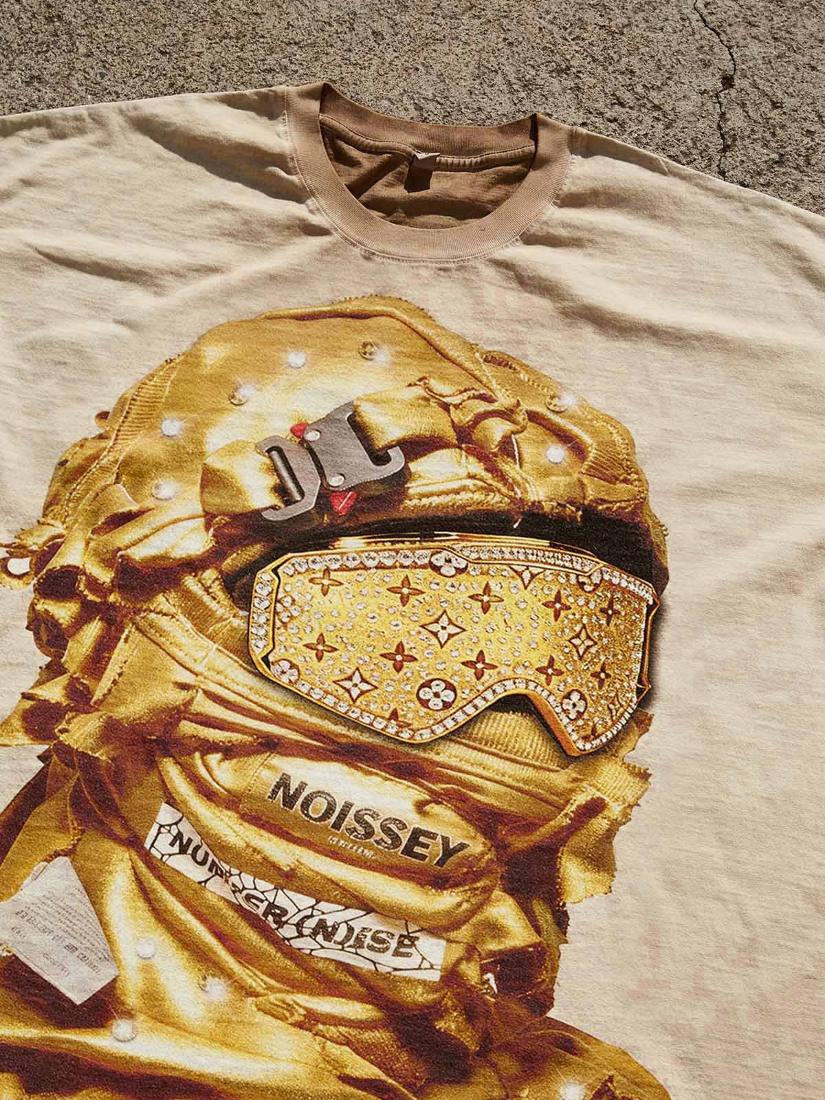 NOISSEY "Gold Standard" Avant-Garde Balaclava Streetwear Graphic T-Shirt - Image 3