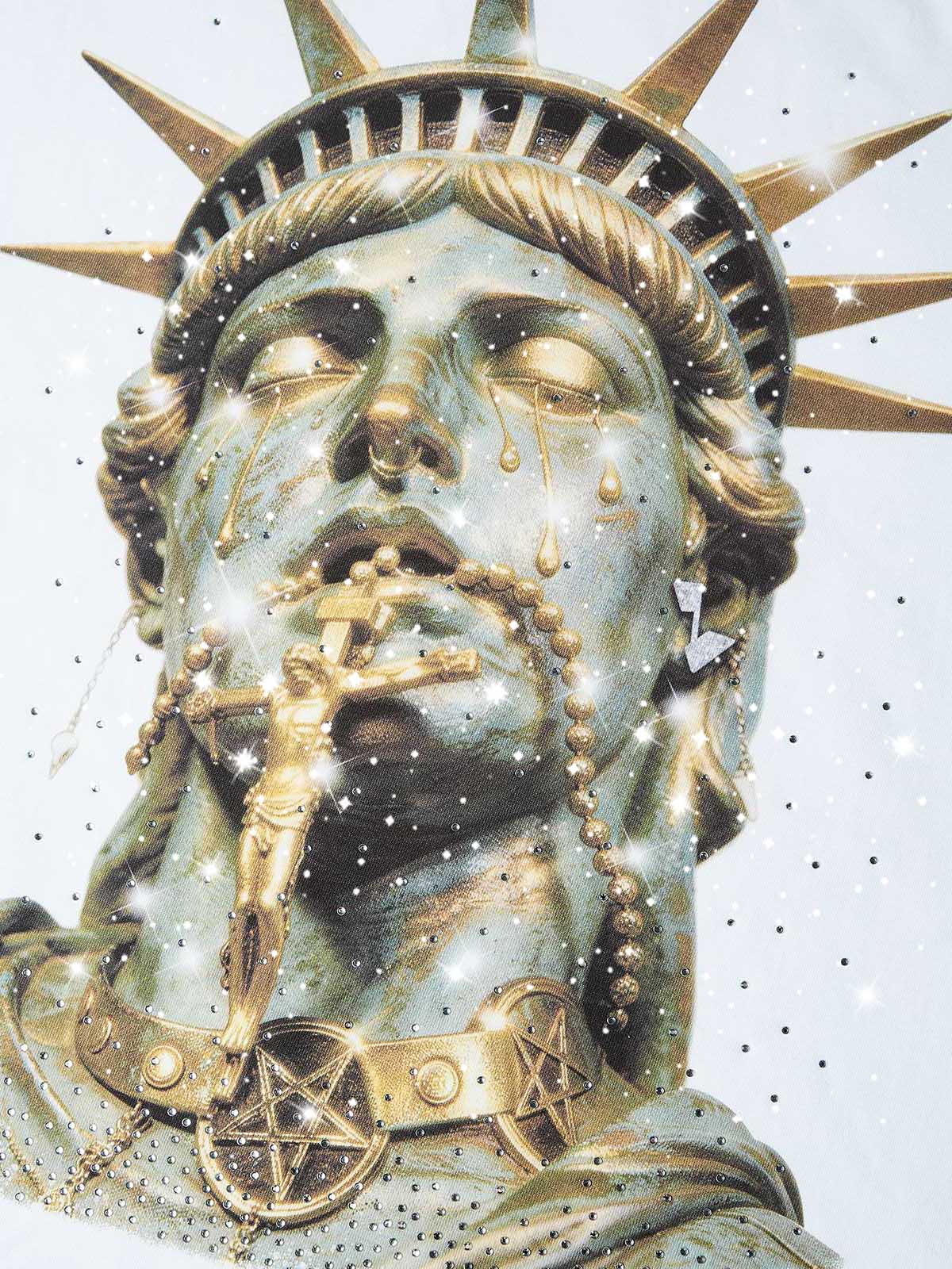 NOISSEY GOLDEN LIBERTY - BRONZE STATUE ICED OUT ART TEE - Image 5