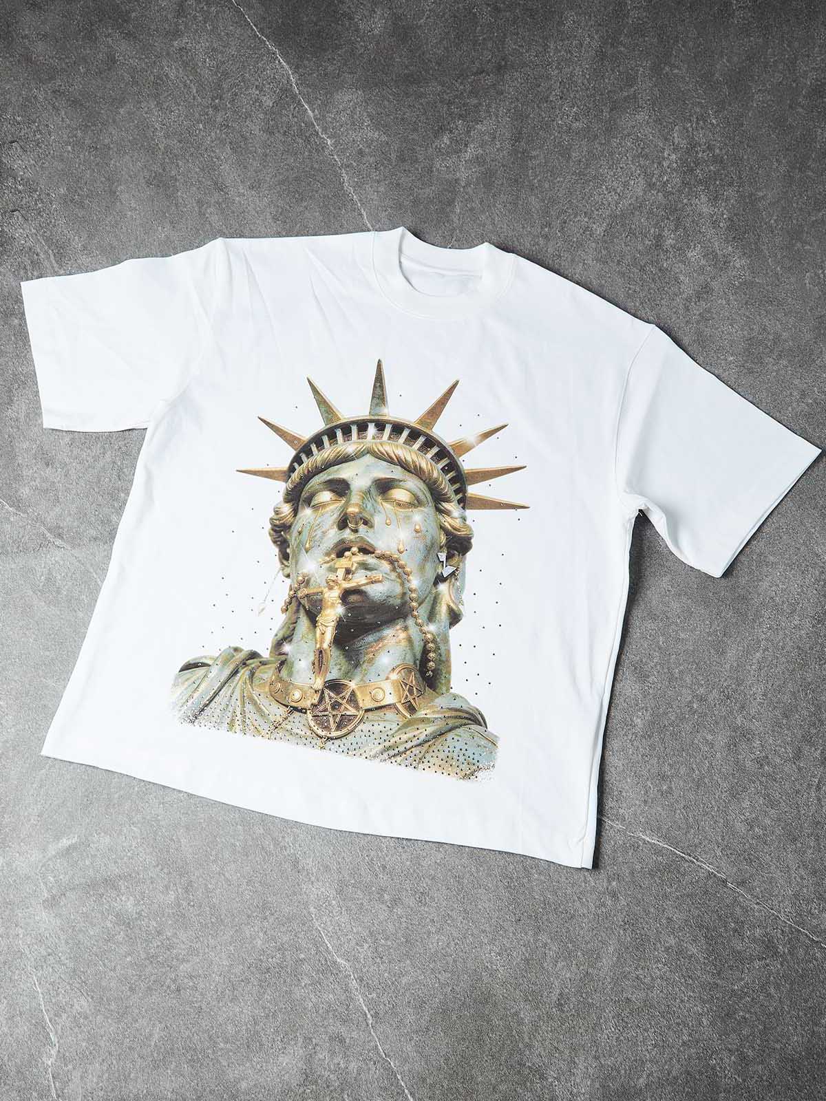 NOISSEY GOLDEN LIBERTY - BRONZE STATUE ICED OUT ART TEE - Image 6