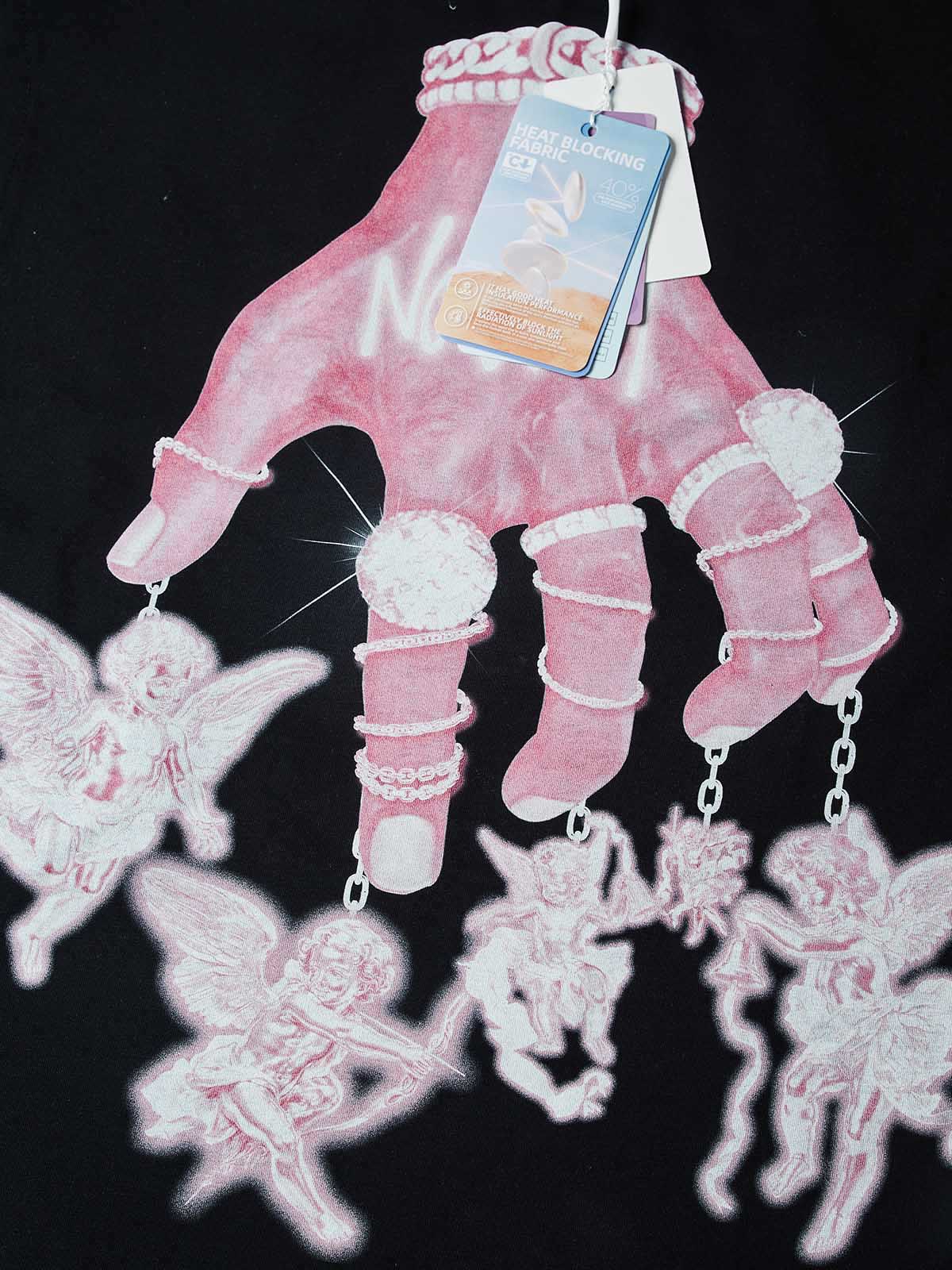 NOISSEY "Hand of Seraph" Pink Neon Tank Top - Onyx Black - Image 2