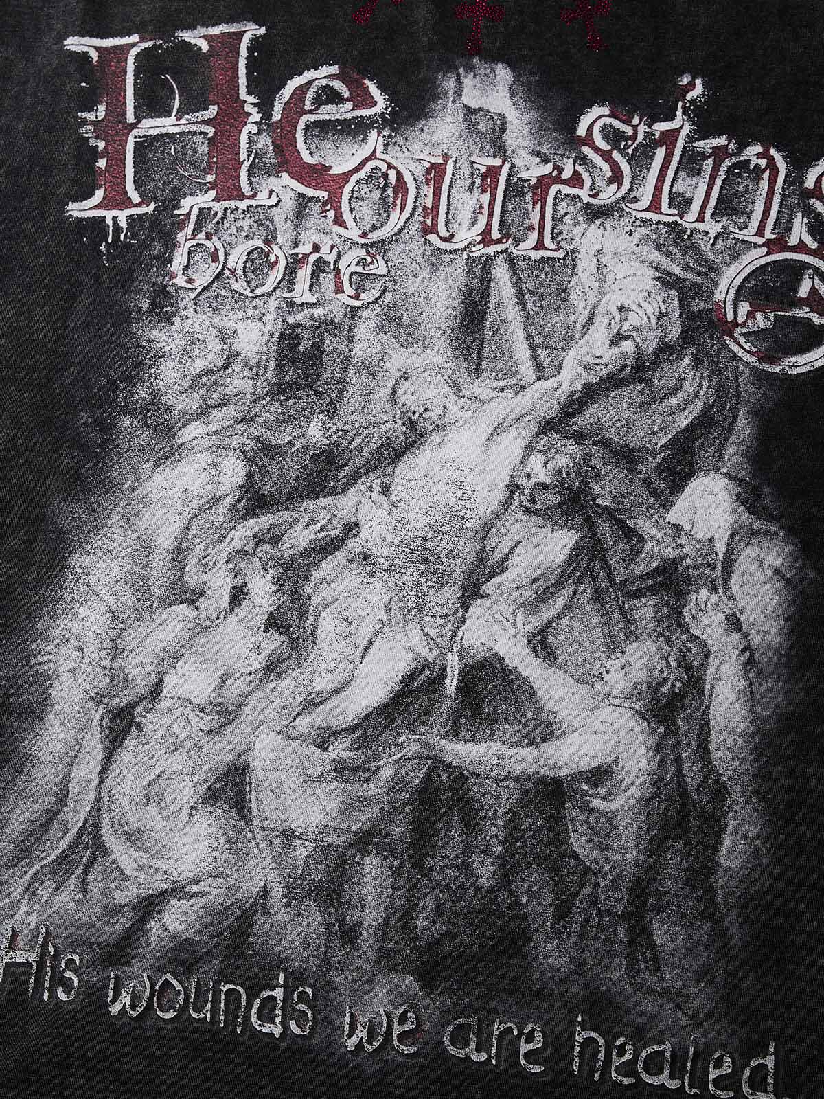 NOISSEY "He Bore Our Sins" Graphic Tee - Vintage Acid Wash Black - Image 3