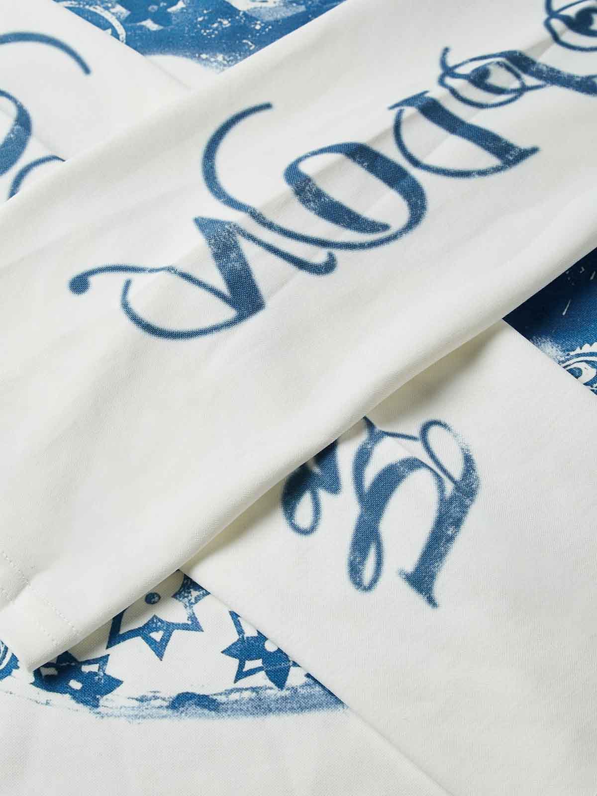 NOISSEY "Hustle" Blue Paisley Lip Graphic Long Sleeve - White/Ice Blue - Image 5