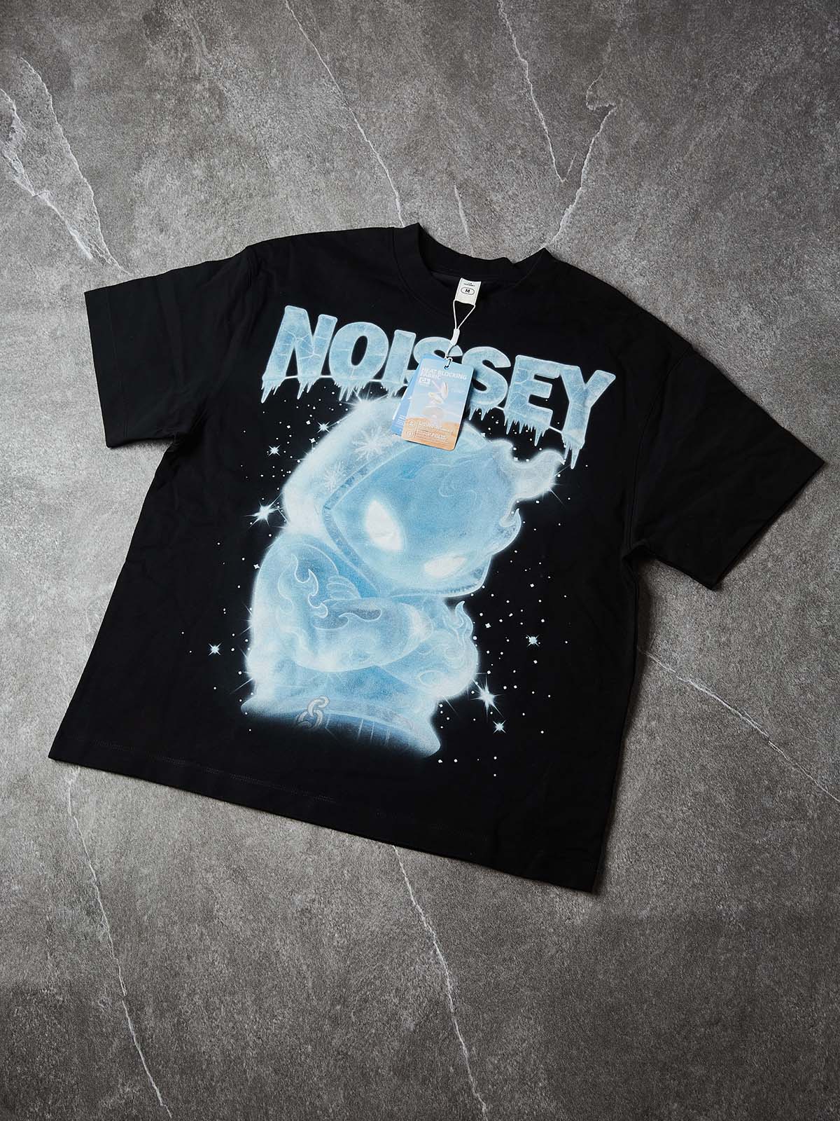 NOISSEY "Ice Fire Sprite" Oversize Heavyweight Glossy Art Tee - Onyx Black - Image 6