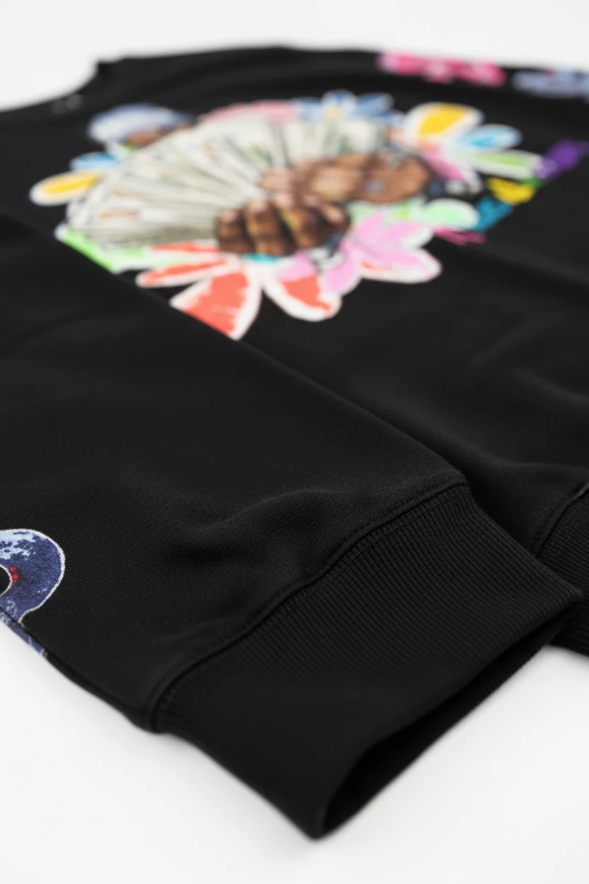 NOISSEY "It Was All A Dream" Hand-Drawn Cash Portrait & Graffiti Flowers Long Sleeve Tee Two Colors - Image 5