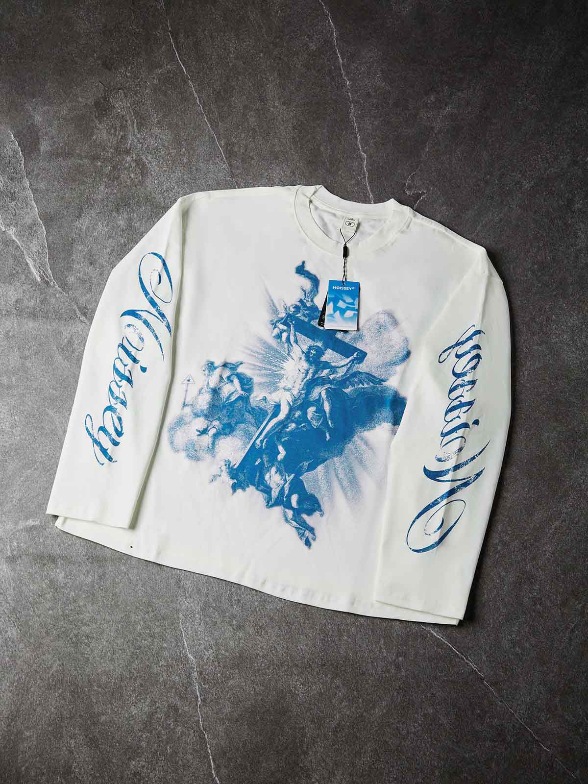 NOISSEY Jesus Ascension Vintage Religious Print Long-Sleeve T-Shirt - Pure White - Image 5