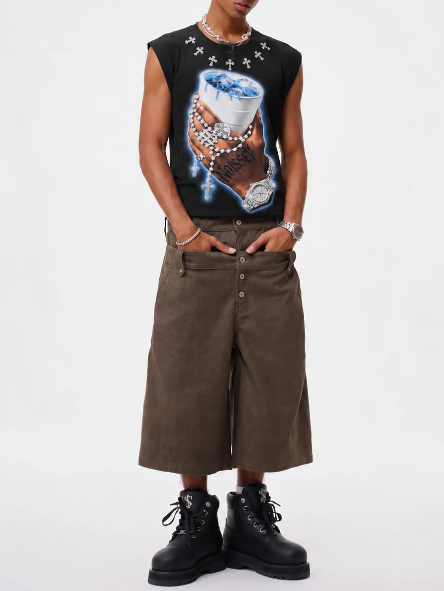 NOISSEY "Lean Blessing" Black Vest - Diamond Rhinestone Graphic - Image 3