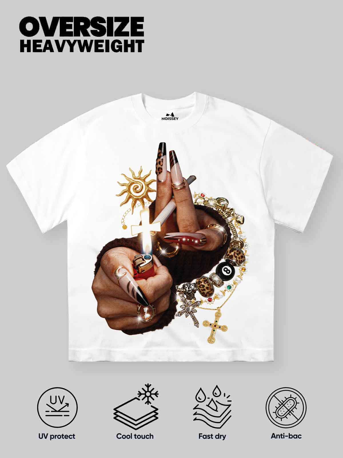 NOISSEY "Leopard Nails" White Tee - Oversized Graphic T-Shirt - Image 7