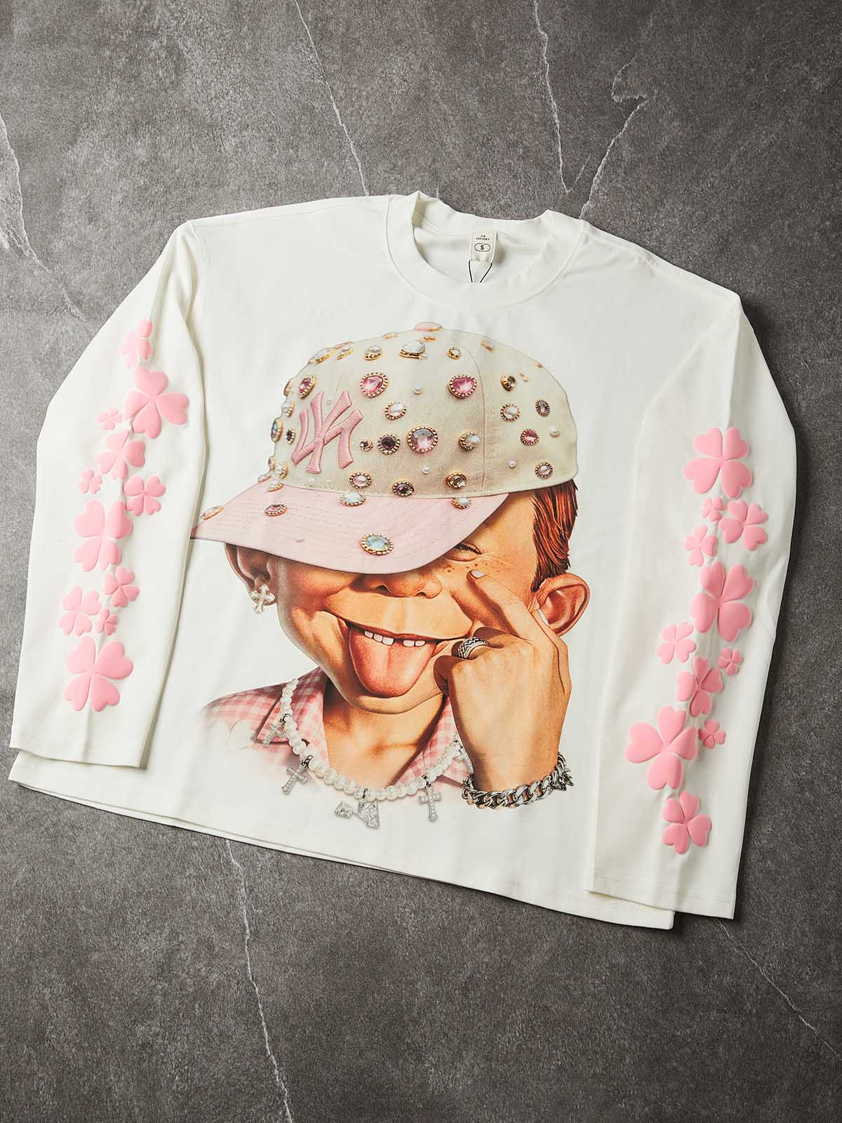 NOISSEY "Lucky Clover Kid" Graphic Long Sleeve - Heavyweight Studio White - Image 4