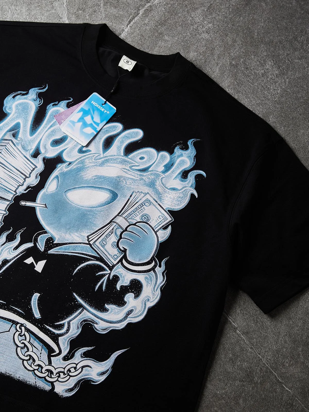 NOISSEY "Money Flame Boy" Boxy Heavyweight Art Tee - Black - Image 3