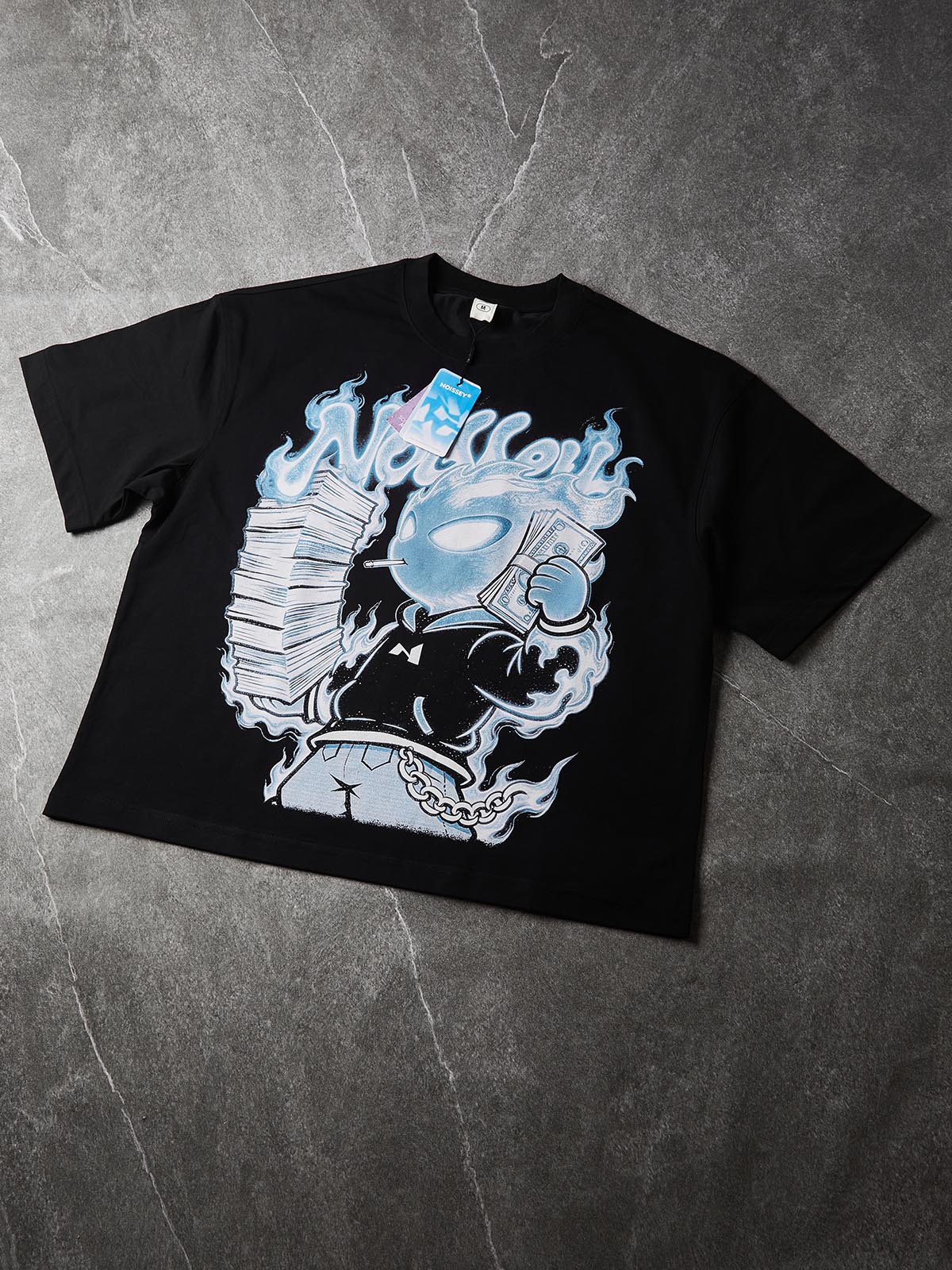 NOISSEY "Money Flame Boy" Boxy Heavyweight Art Tee - Black - Image 4