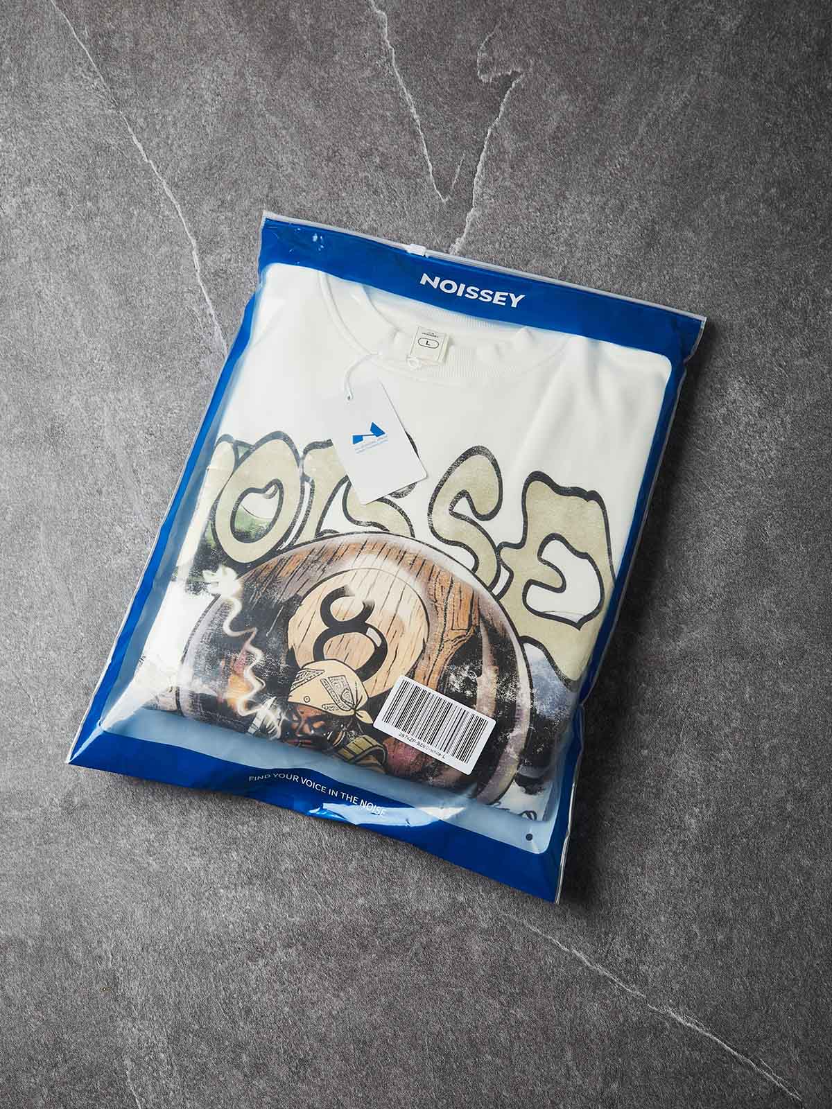 NOISSEY "Money is a Legal Drug" Camo Splice Sweatshirt - Premium Bone White - Image 7