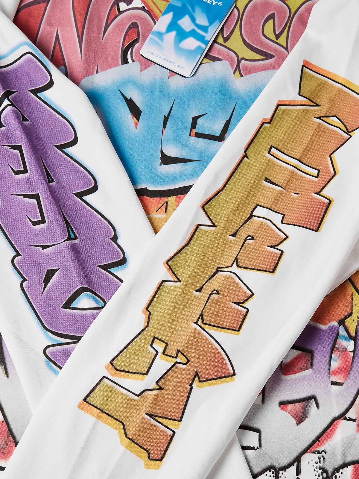 NOISSEY Multilayer Gradient Graffiti Long-Sleeve Tee - Pure White - Image 6