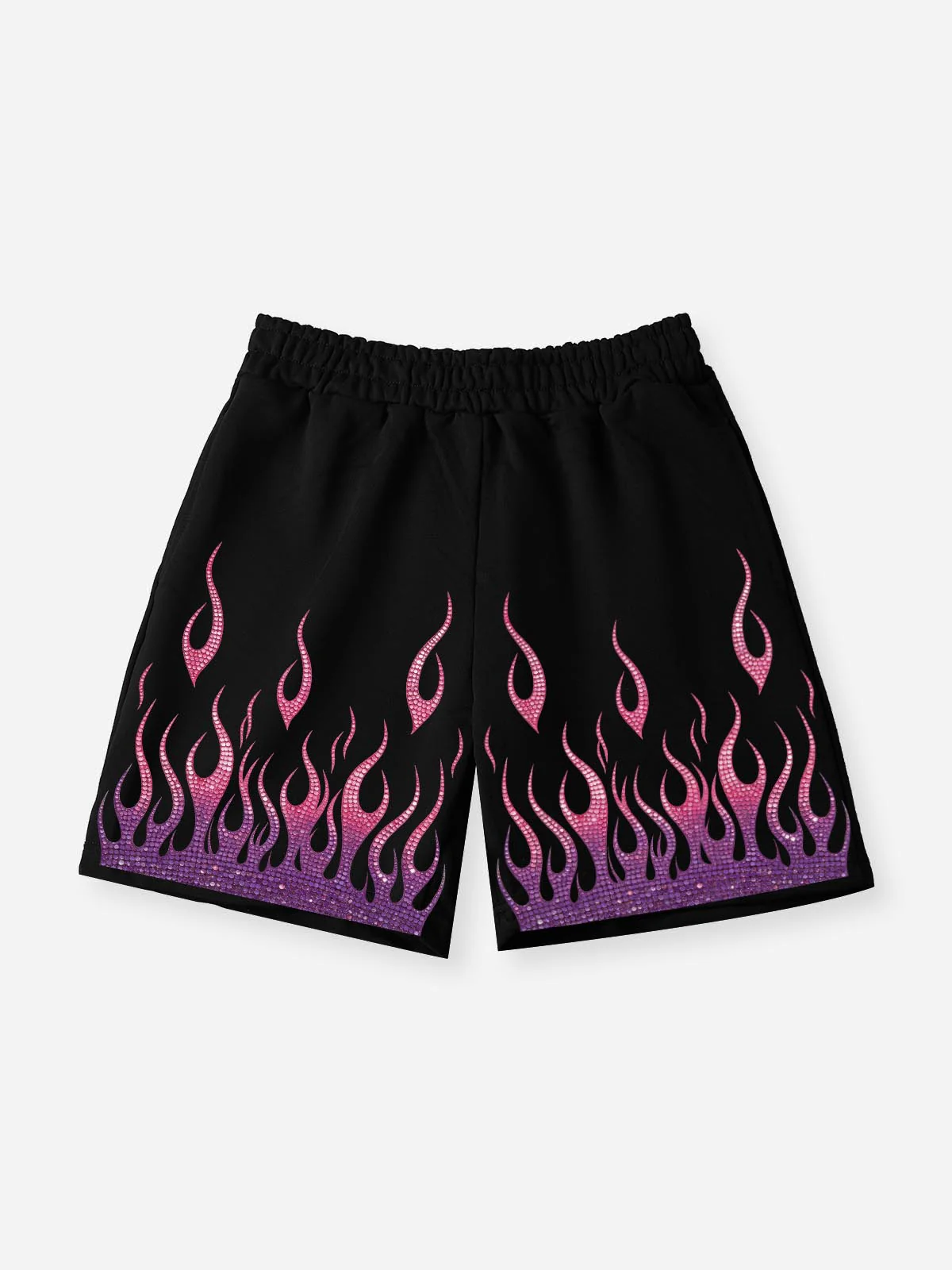 NOISSEY "Neon Embers" Gradient Graphic Flame Shorts - Onyx Black Heavyweight Street Shorts