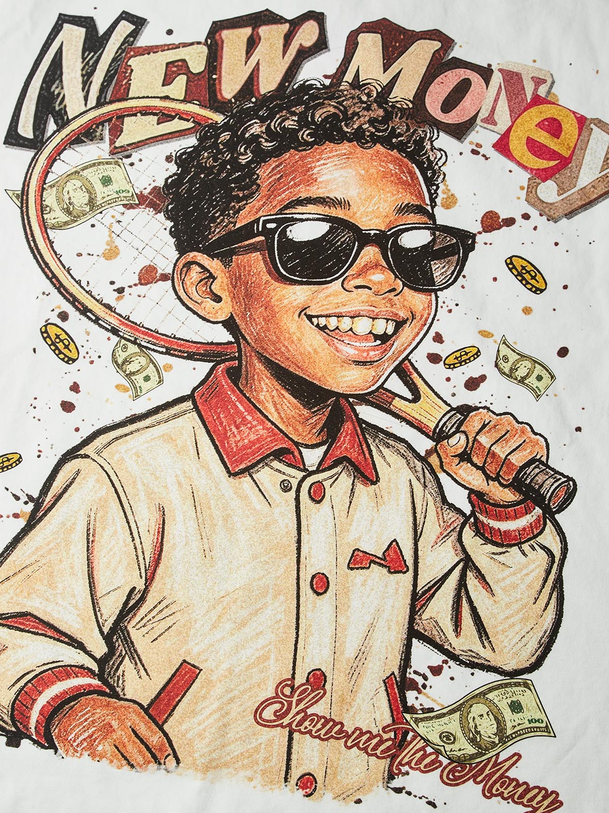 NOISSEY "NEW MONEY" TENNIS BOY GRAFFITI ART TEE - Image 2