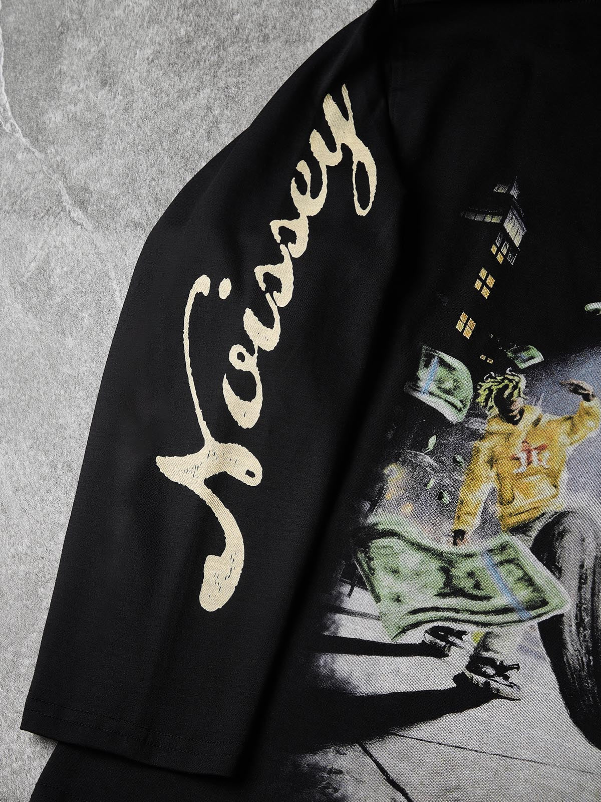 NOISSEY New York Night Heli-Cash Graphic Art Little Oversized Long Sleeve Shirt - Onyx Black - Image 4
