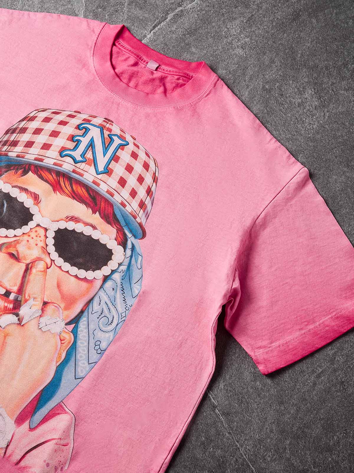 NOISSEY "Newman Defiance" Graphic Oversized Tee - Bubblegum Pink - Image 7