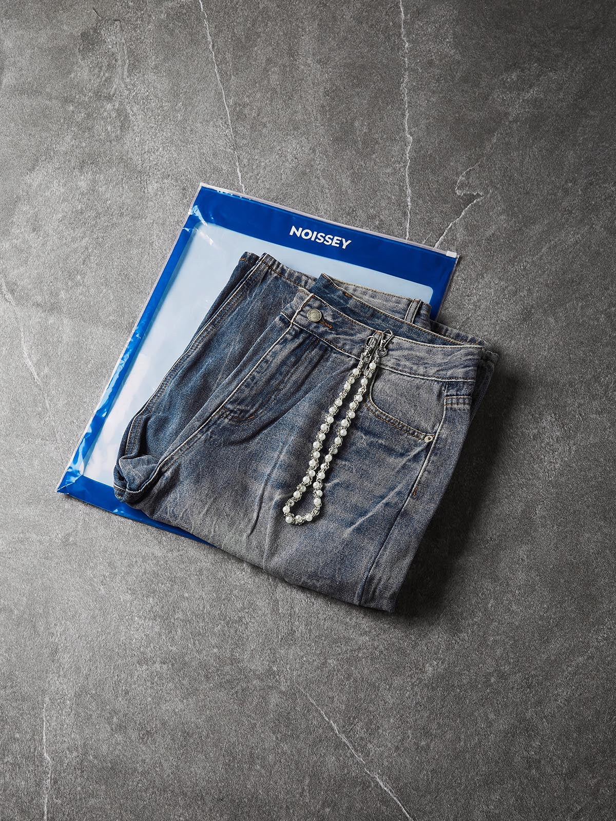 NOISSEY Ocean Washed Relaxed Denim Shorts (Premium Jewelry Chain Included) - Vintage Indigo - Image 13