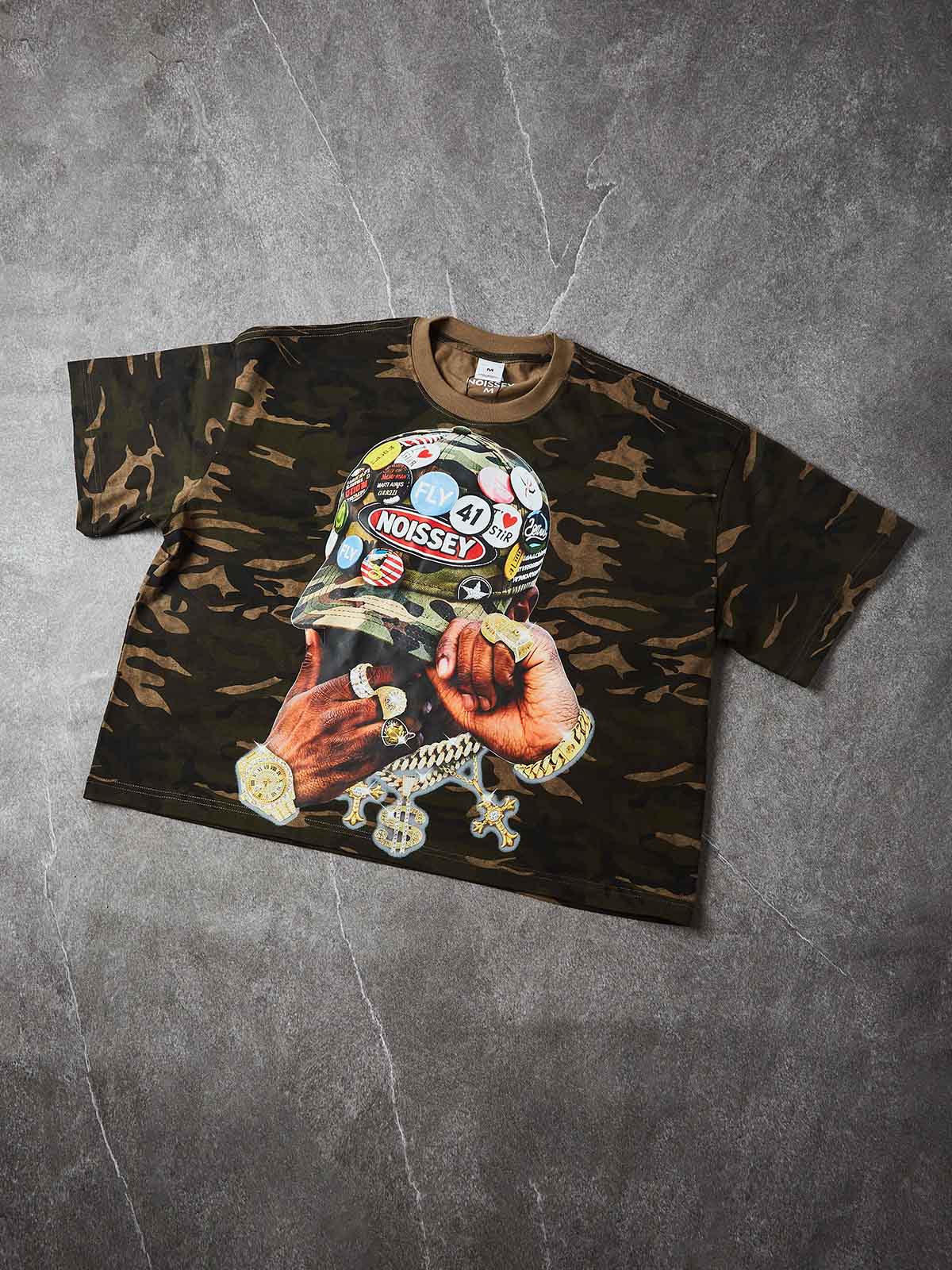 NOISSEY "PATCHWORK CAMO CAP" ARTISTIC OVERSIZED TEE - Image 3