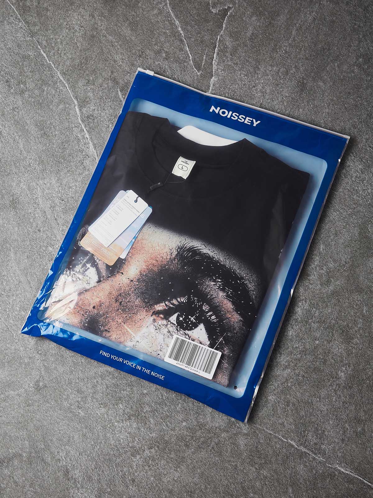 NOISSEY "Peace & Love" Black Boxy Tee - Diamond Tears Graphic - Image 8