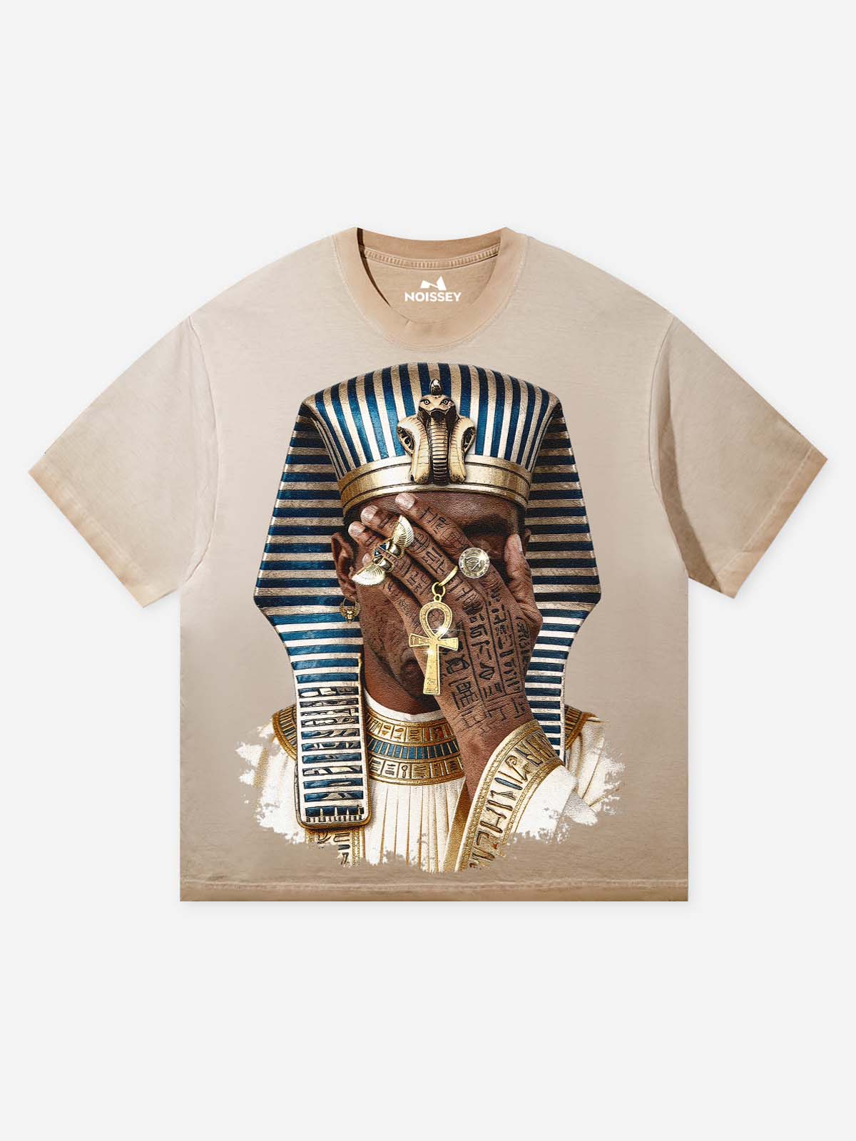 NOISSEY "Pharaoh's Legacy" King Tutankhamun Golden Ankh Eye of Horus Oversized Tee