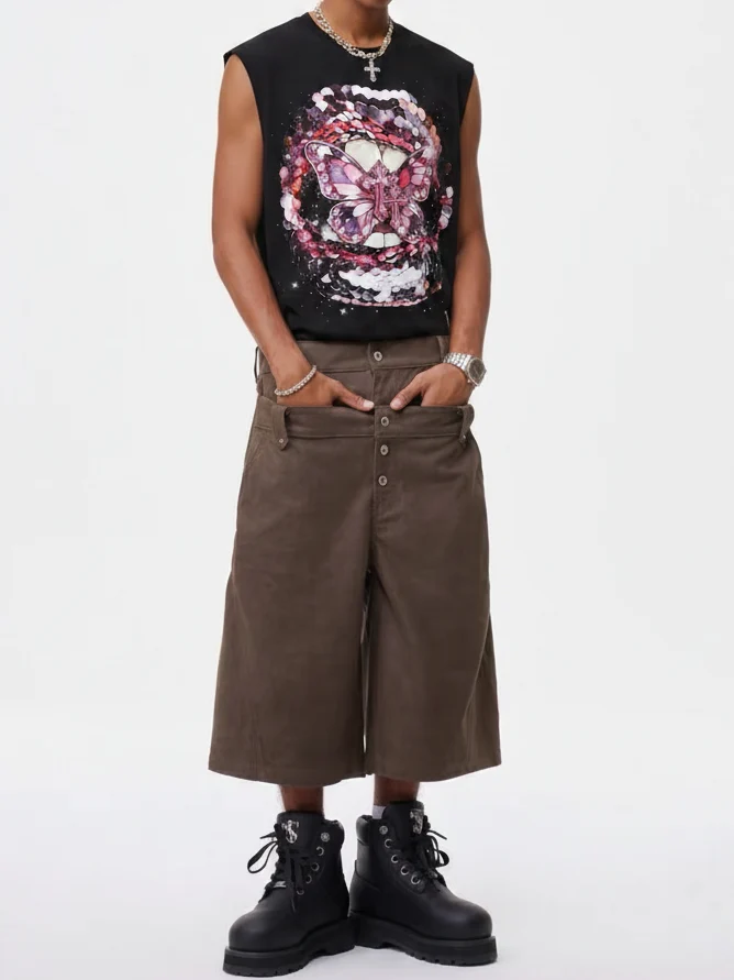 NOISSEY "Pink Butterfly" Black Vest - Boxy Lip Diamond Tank - Image 3
