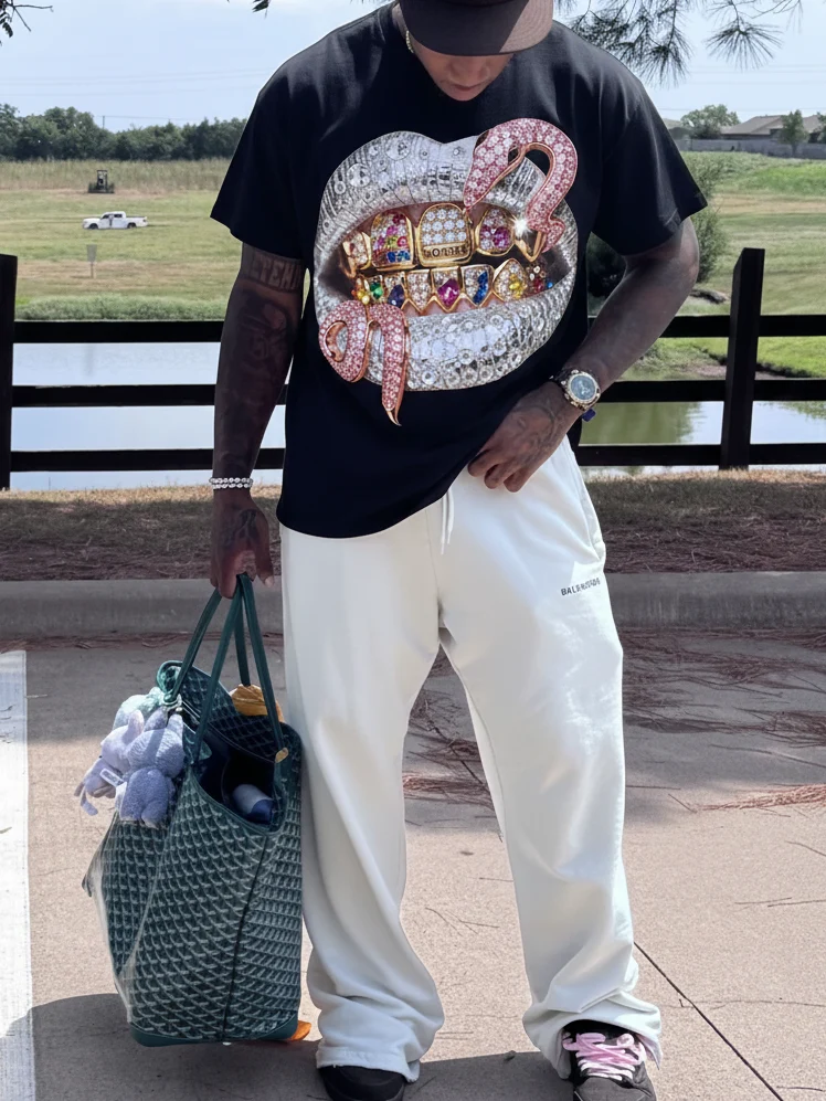 NOISSEY "Pink Snake" Black Tee - Boxy Lips Graphic T-Shirt - Image 4