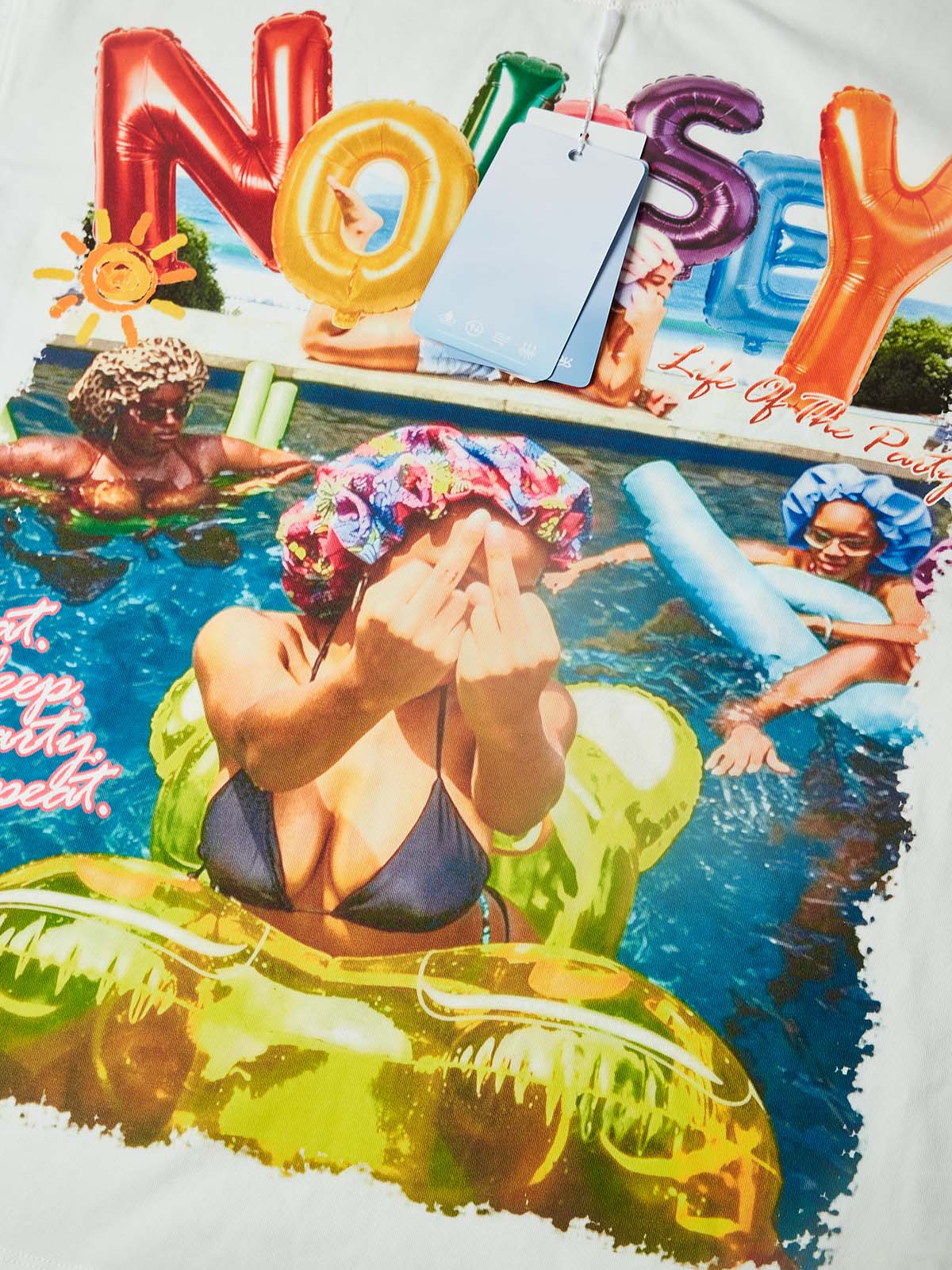 NOISSEY "Pool Side Mania" Retro Graphic Oversized Tee - Image 2