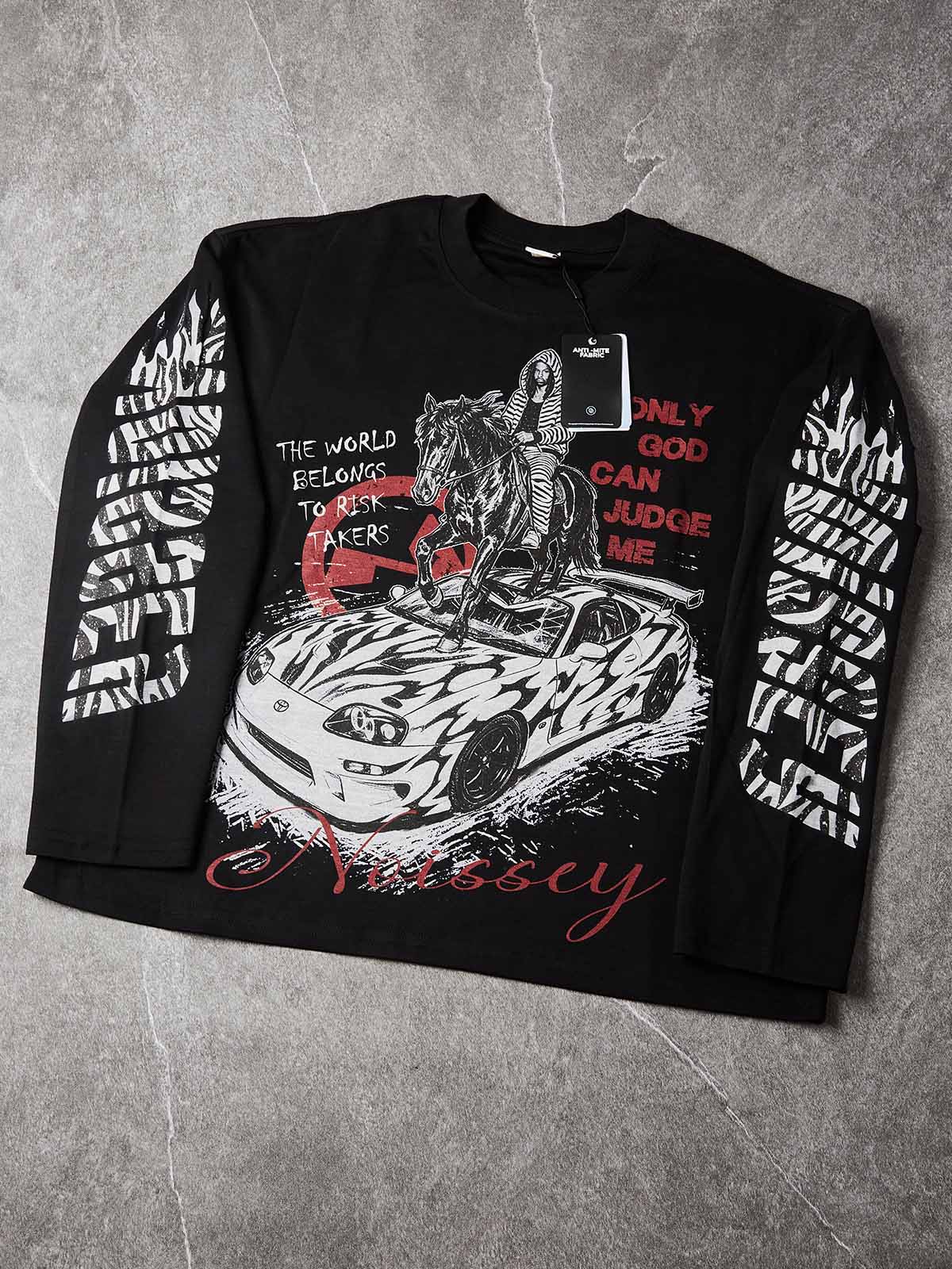 NOISSEY "Risk Takers" Black Long-Sleeve - Zebra Graffiti Tee - Image 3