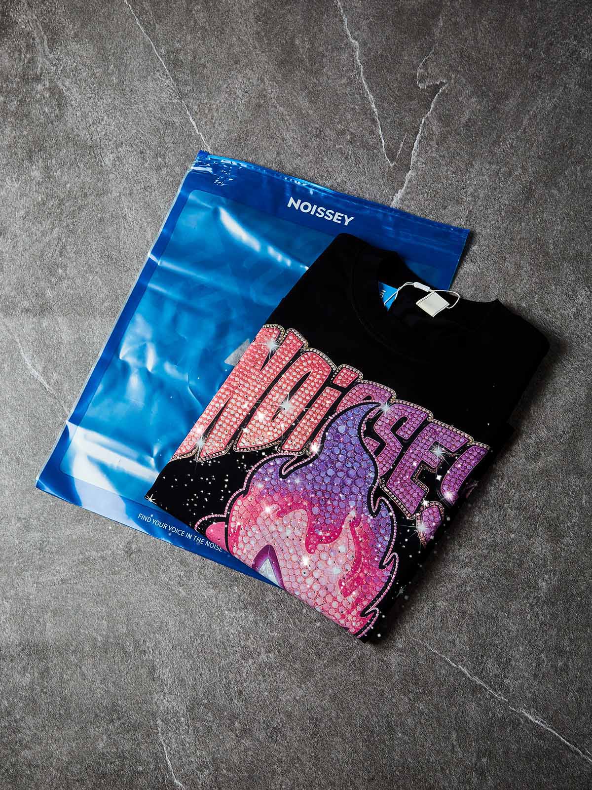 NOISSEY "Run Forever" Fire Kid Boxy Diamond Heavyweight Tee - Pink & Purple - Image 6