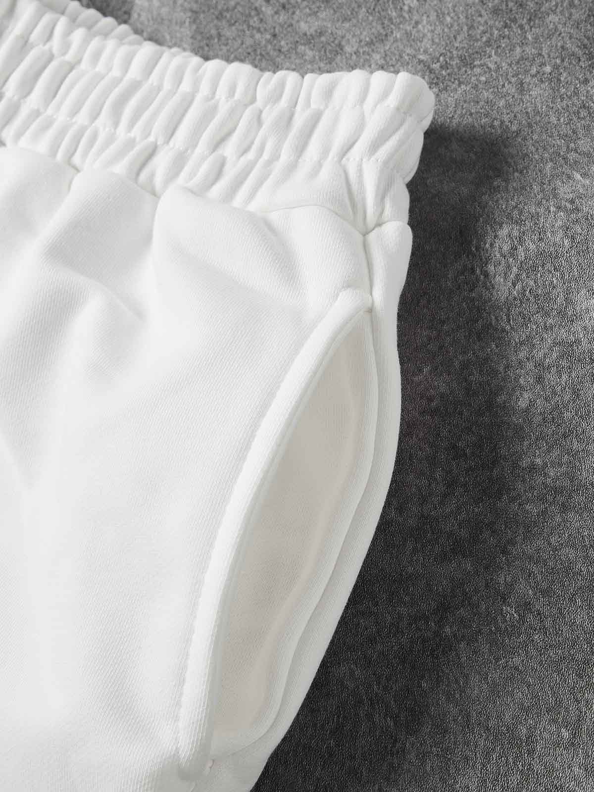 NOISSEY Sacred Redemption Religious Iconography Oversized Shorts - Arctic White - Image 4