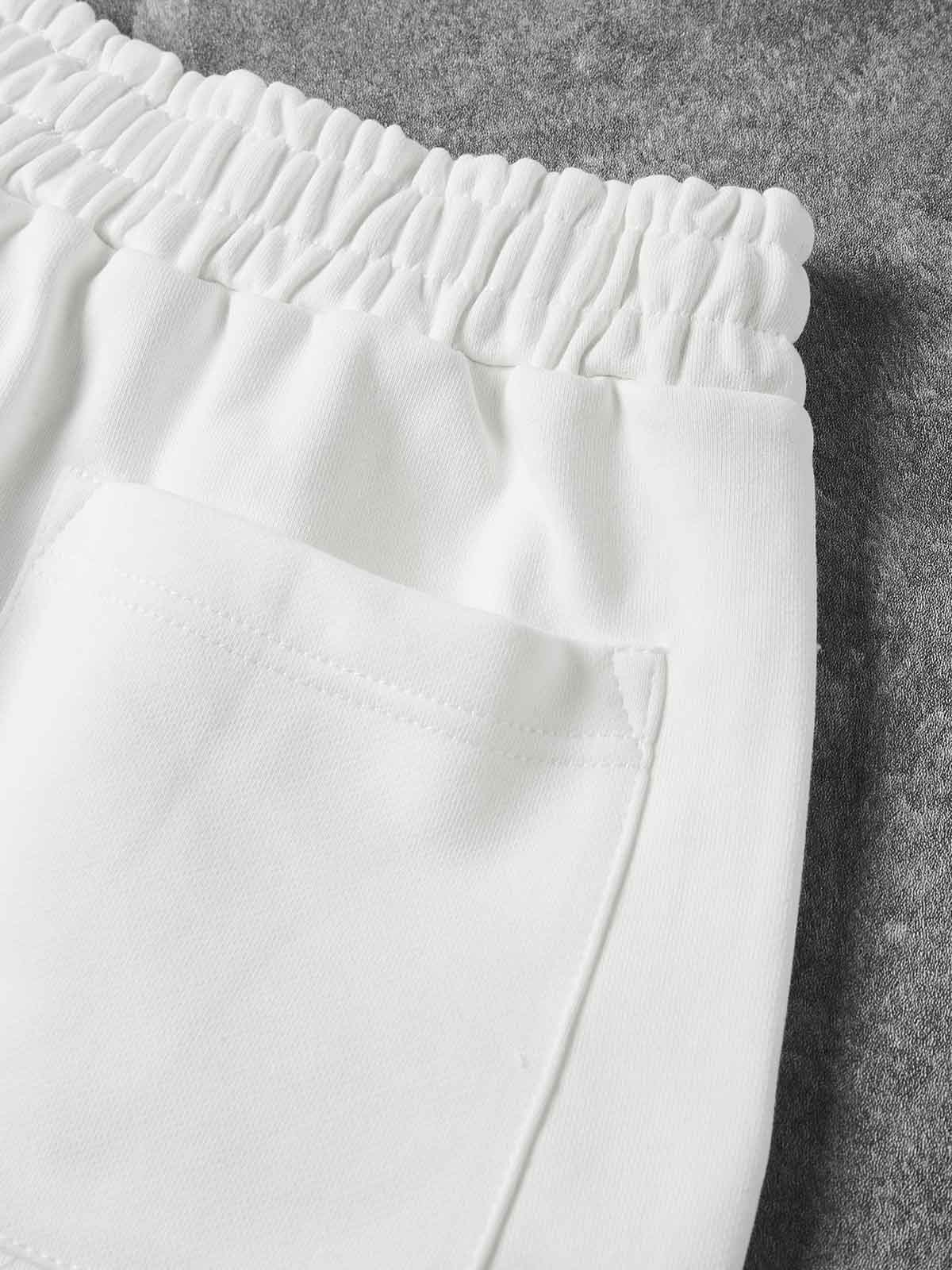 NOISSEY Sacred Redemption Religious Iconography Oversized Shorts - Arctic White - Image 8