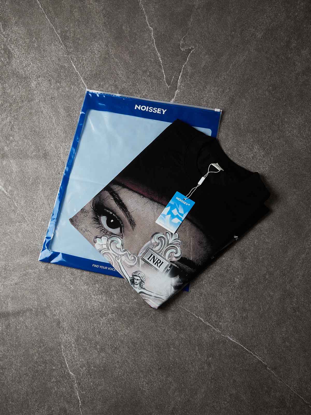 NOISSEY "Sacred Trap" Iridescent Crystal Jesus Rosary Portrait Distressed Boxy Tee - Image 8