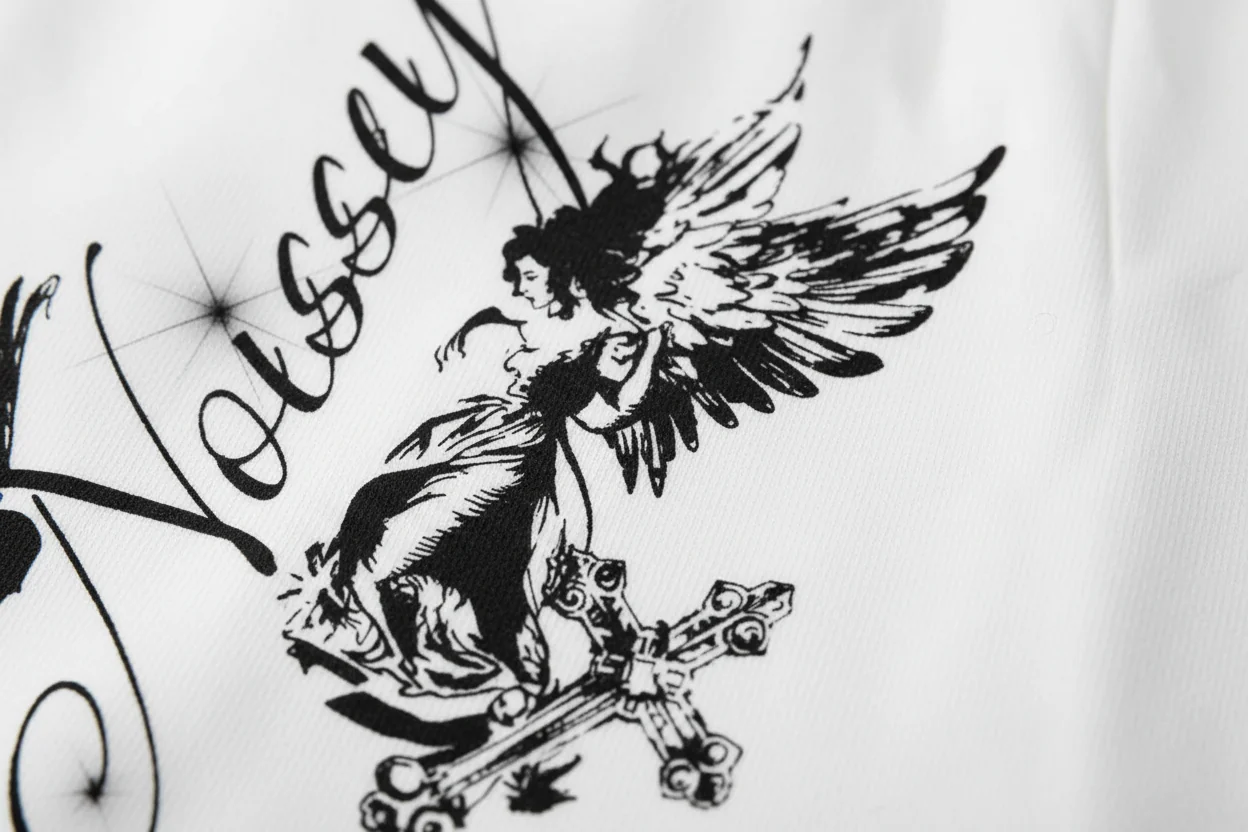 NOISSEY "Sacred Will" Angel & Cross Art Print Shorts - Image 5