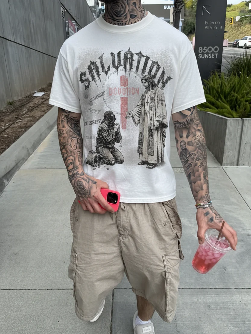 NOISSEY "Salvation & Devotion" Graphic Tee - Heavyweight Studio White - Image 4