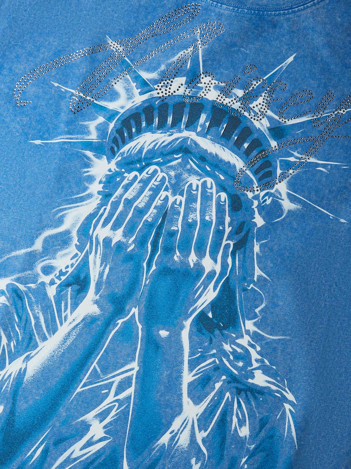 NOISSEY "Shattered Liberty" Crystalline Rhinestone Vintage Washed Tee Product Narrative - Image 2
