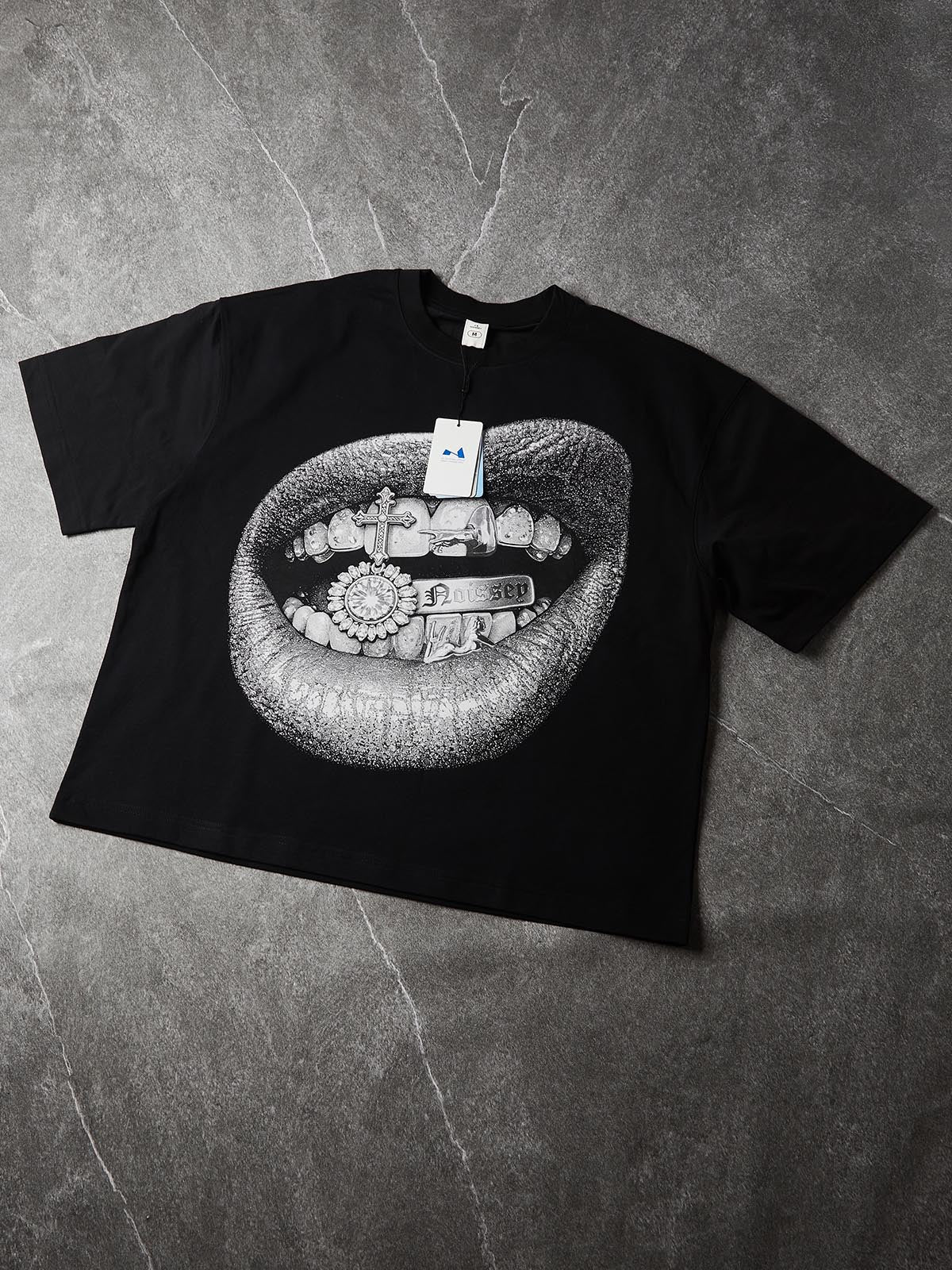 NOISSEY "Silver Grillz Lips" Black Tee - DIY Combo T-Shirt - Image 8