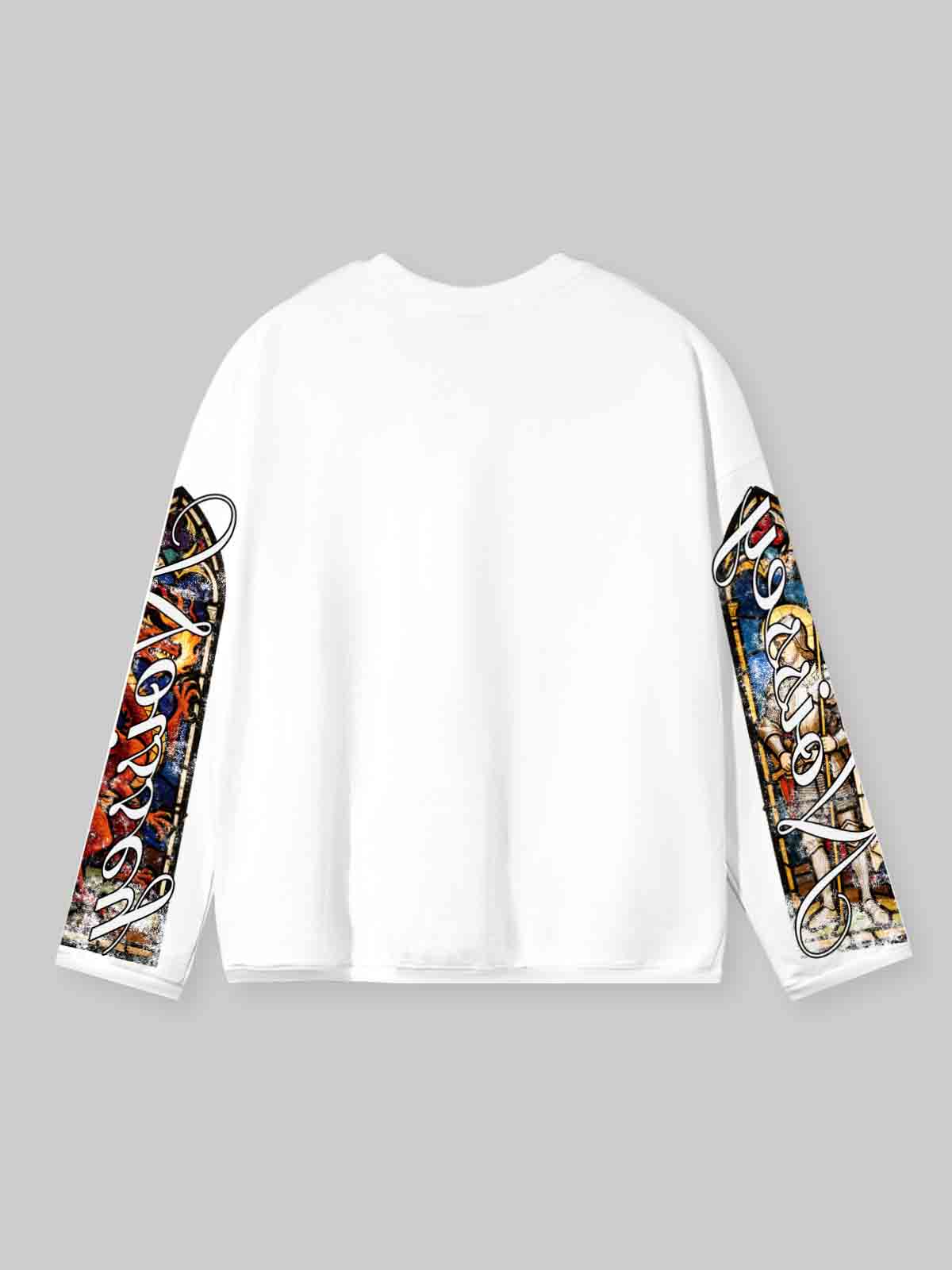 NOISSEY "Slay Your Dragon" White Long-Sleeve - Stained Glass Graphic - Image 11