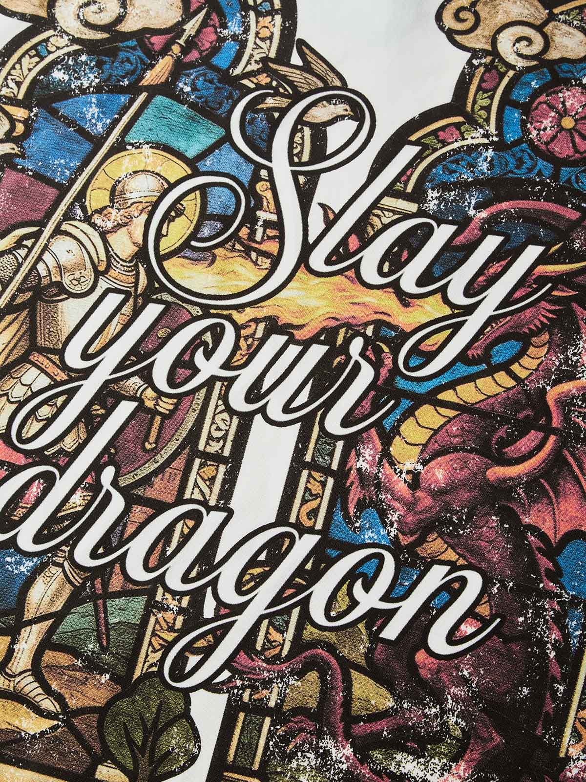 NOISSEY "Slay Your Dragon" White Long-Sleeve - Stained Glass Graphic - Image 2