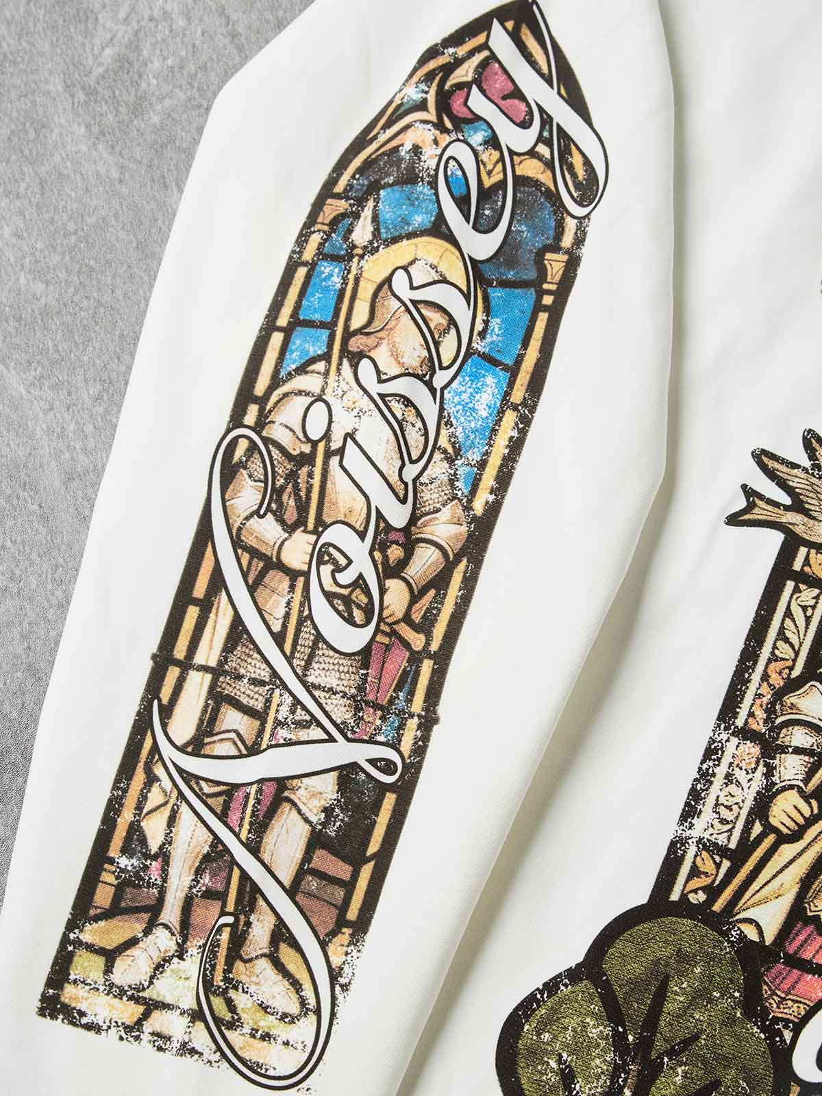 NOISSEY "Slay Your Dragon" White Long-Sleeve - Stained Glass Graphic - Image 3