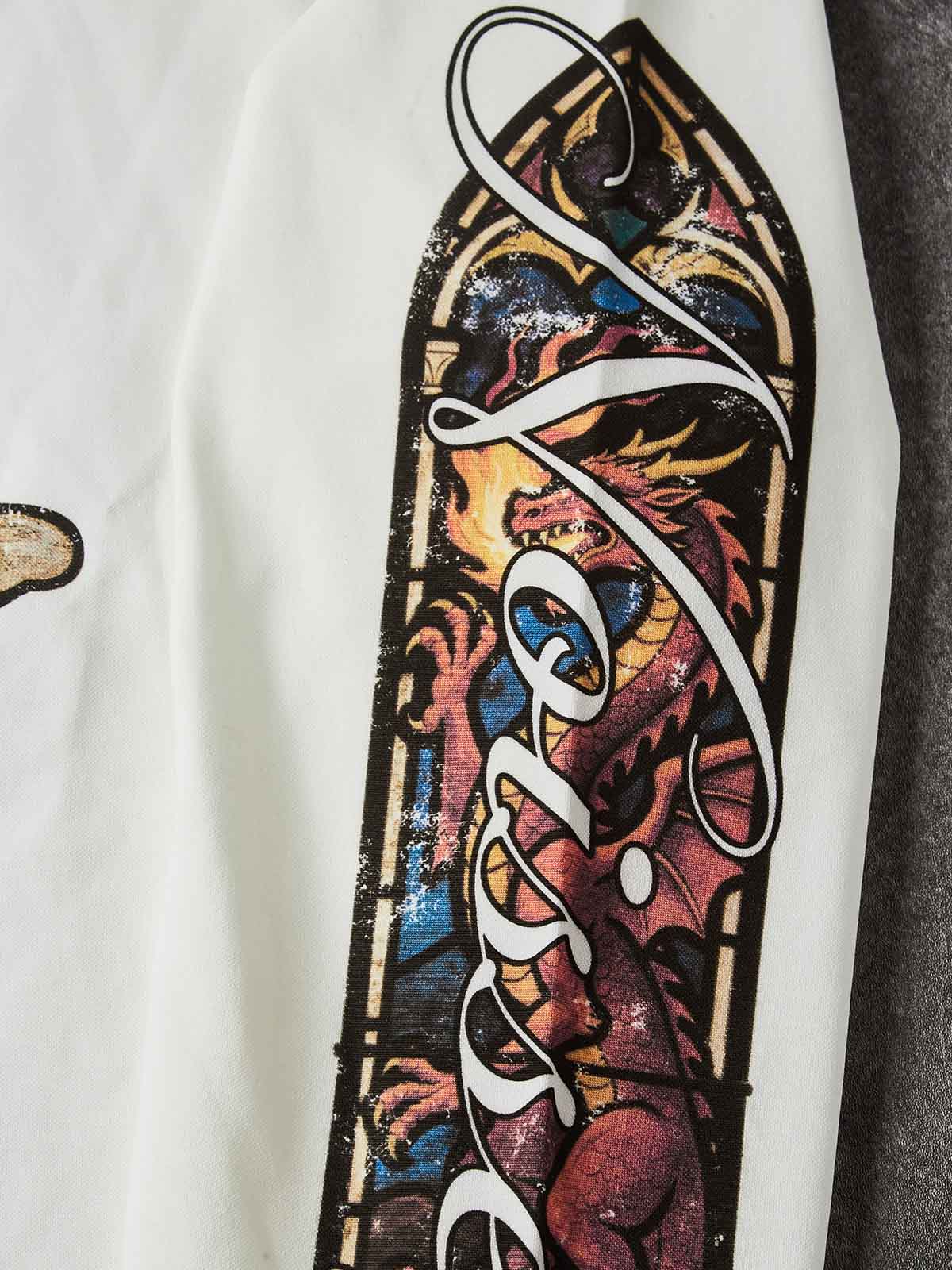 NOISSEY "Slay Your Dragon" White Long-Sleeve - Stained Glass Graphic - Image 4