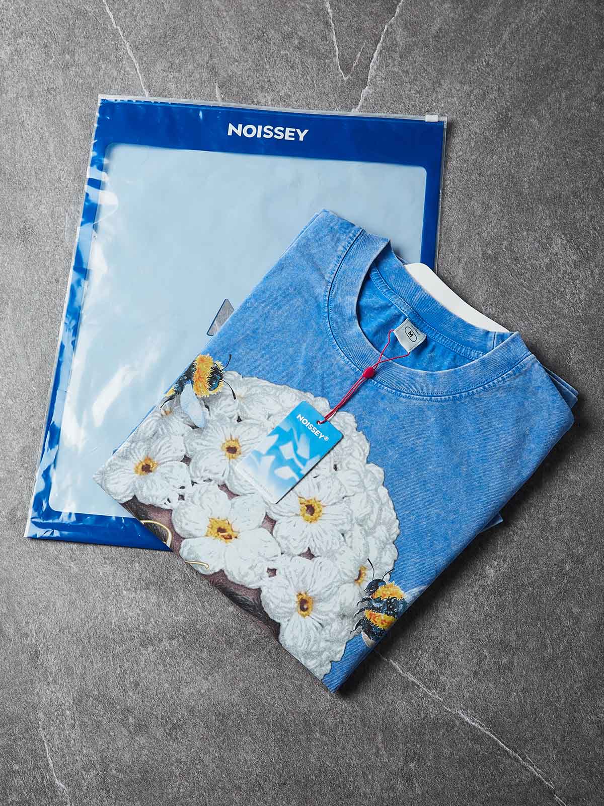 NOISSEY "Stardust Daisy" Mask Graphic Tee - Premium Mineral Wash Blue - Image 8