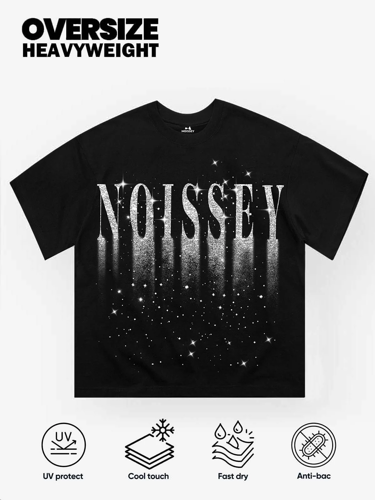 NOISSEY "Starfall" Branded Logo Sand-Fall Graphic Rhinestone Heavyweight T-Shirt - Image 2