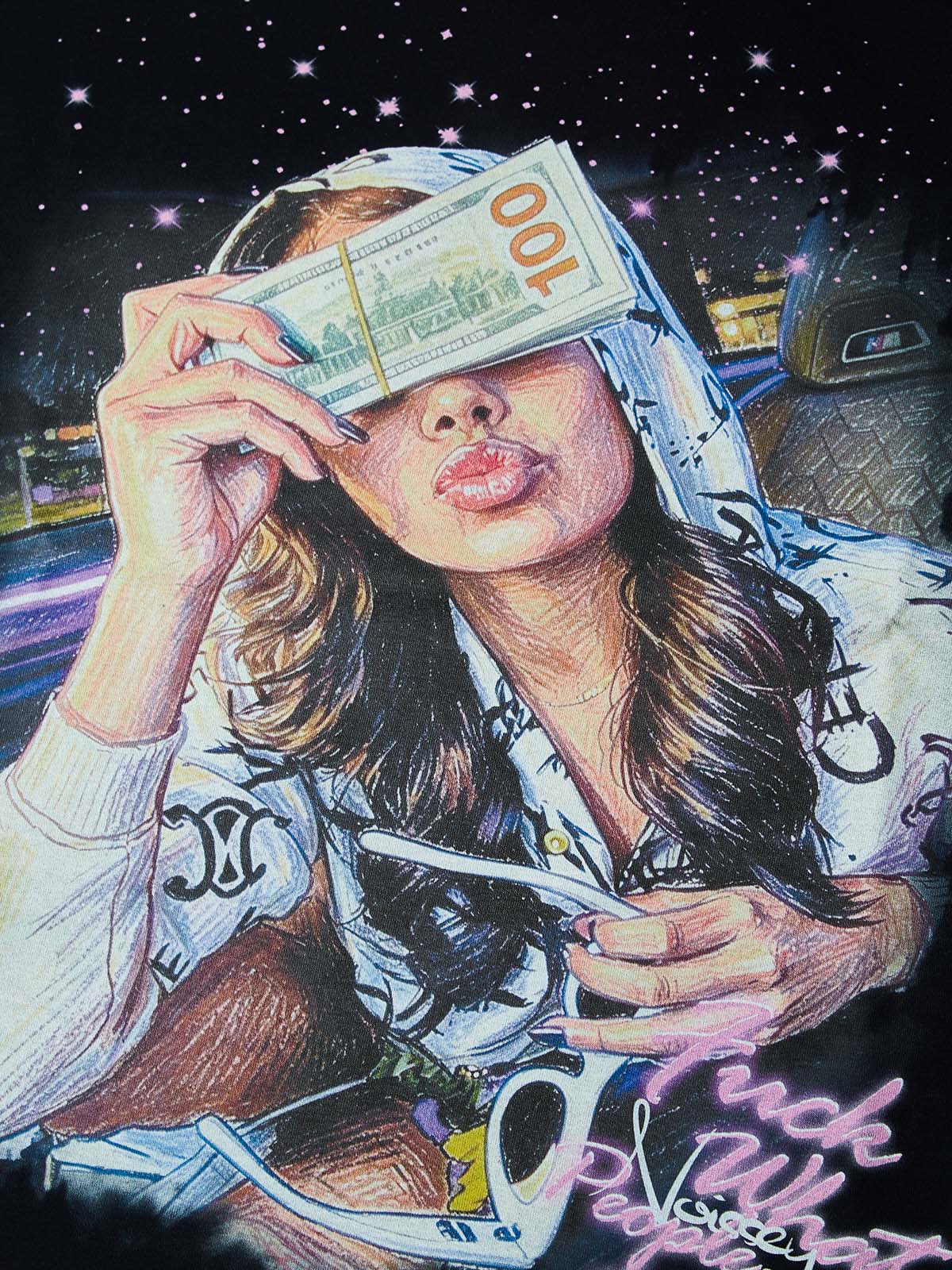 NOISSEY ""Starlight Noir" Neon Lady Art Print Boxy Tee - Image 3