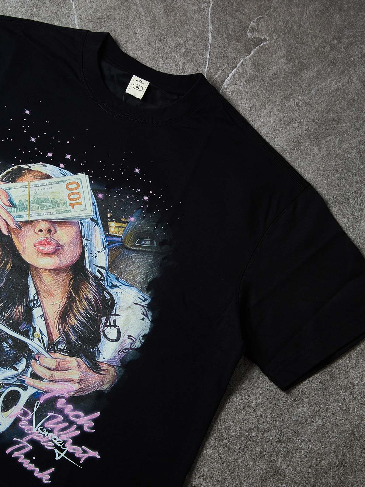 NOISSEY ""Starlight Noir" Neon Lady Art Print Boxy Tee - Image 4