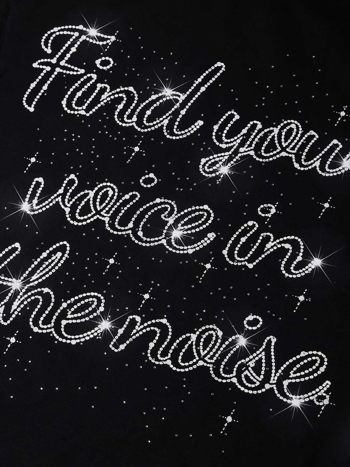 NOISSEY Starlit Signature Full-Diamond Quote Heavyweight Tee - Onyx Black - Image 2