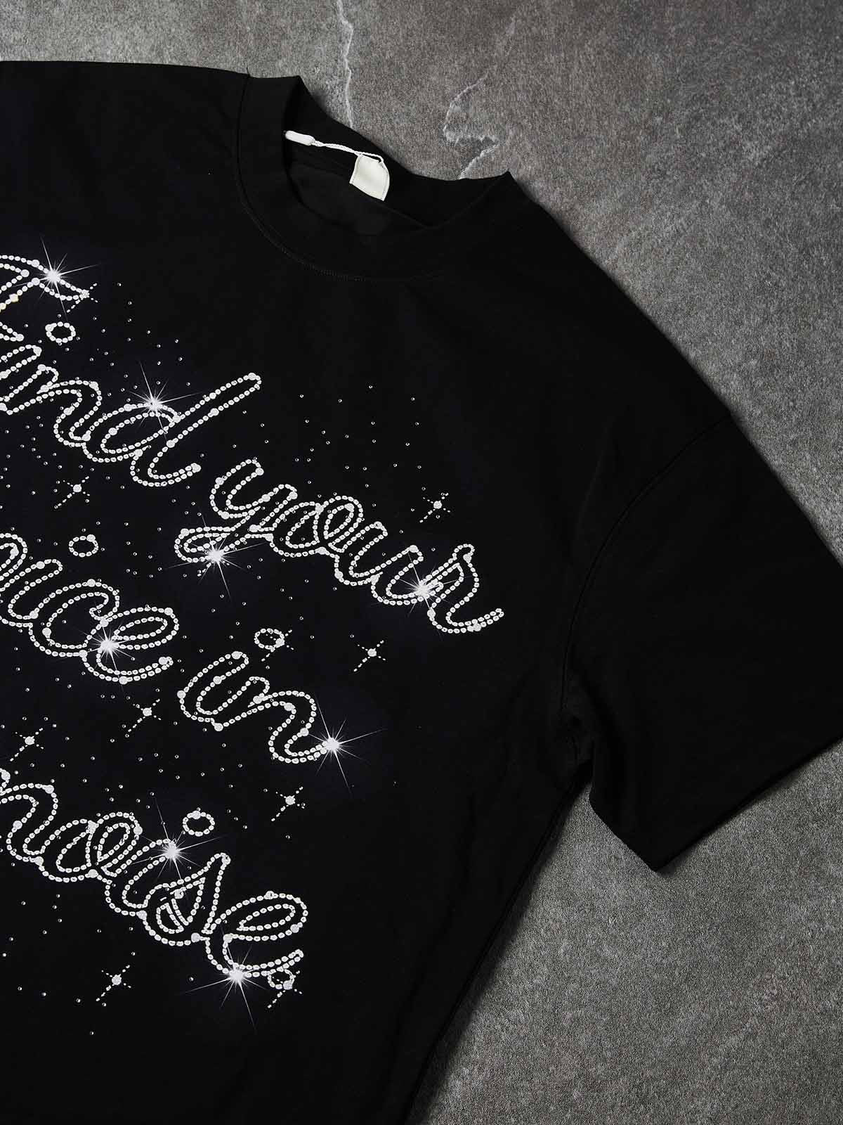 NOISSEY Starlit Signature Full-Diamond Quote Heavyweight Tee - Onyx Black - Image 5