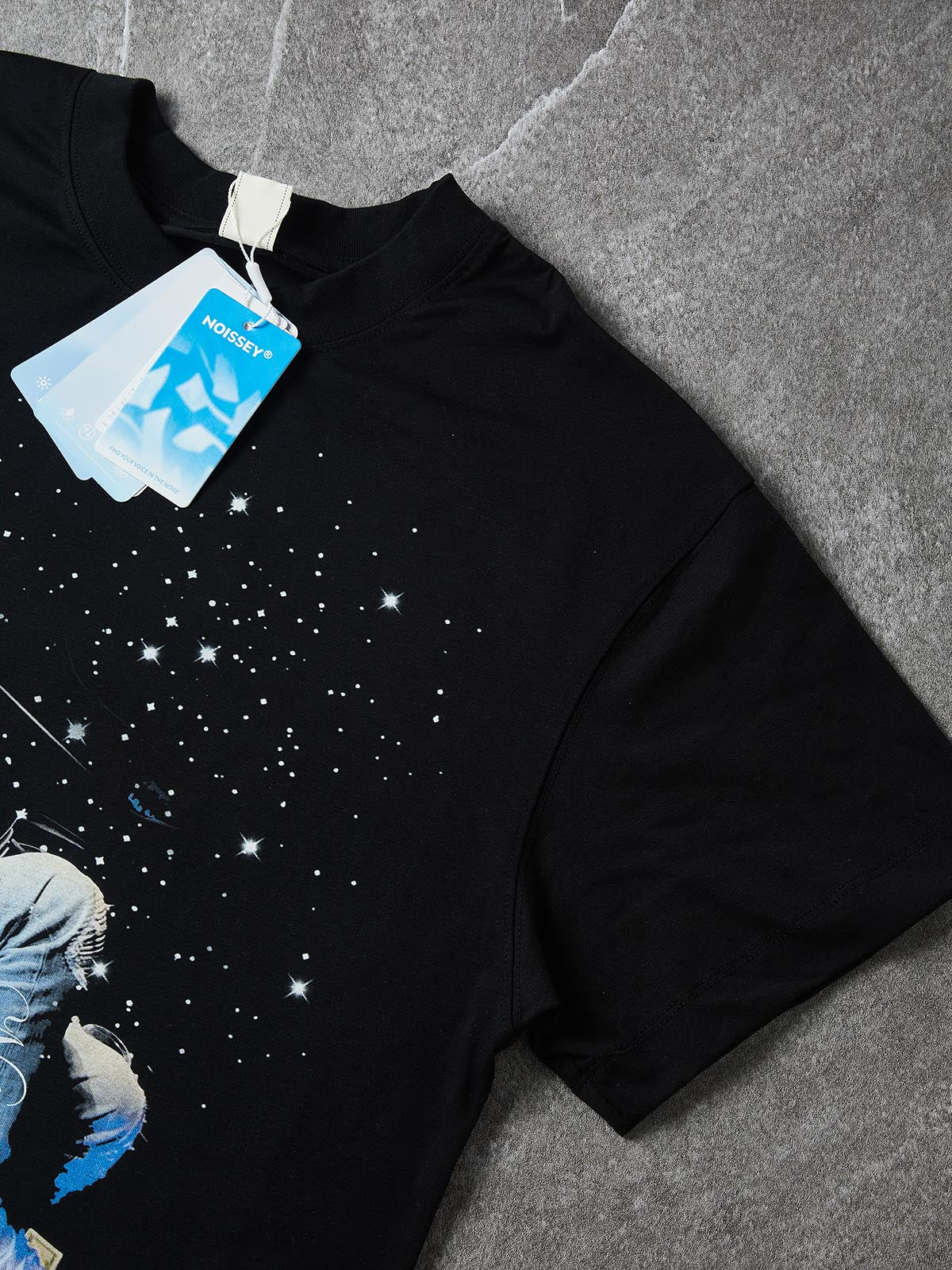 NOISSEY "Starry Reverie" Starlight Graphic Little Oversize Tee - Pitch Black - Image 5