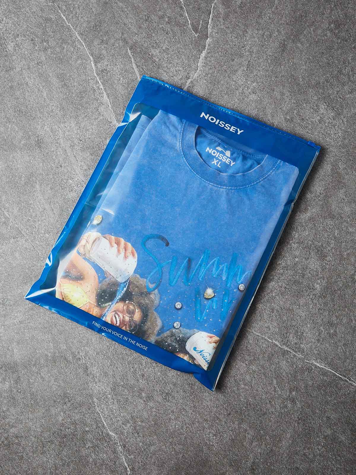 NOISSEY "Summer Vibes" Graphic Art Washed Distressed Rhinestone Heavyweight T-Shirt - Image 3