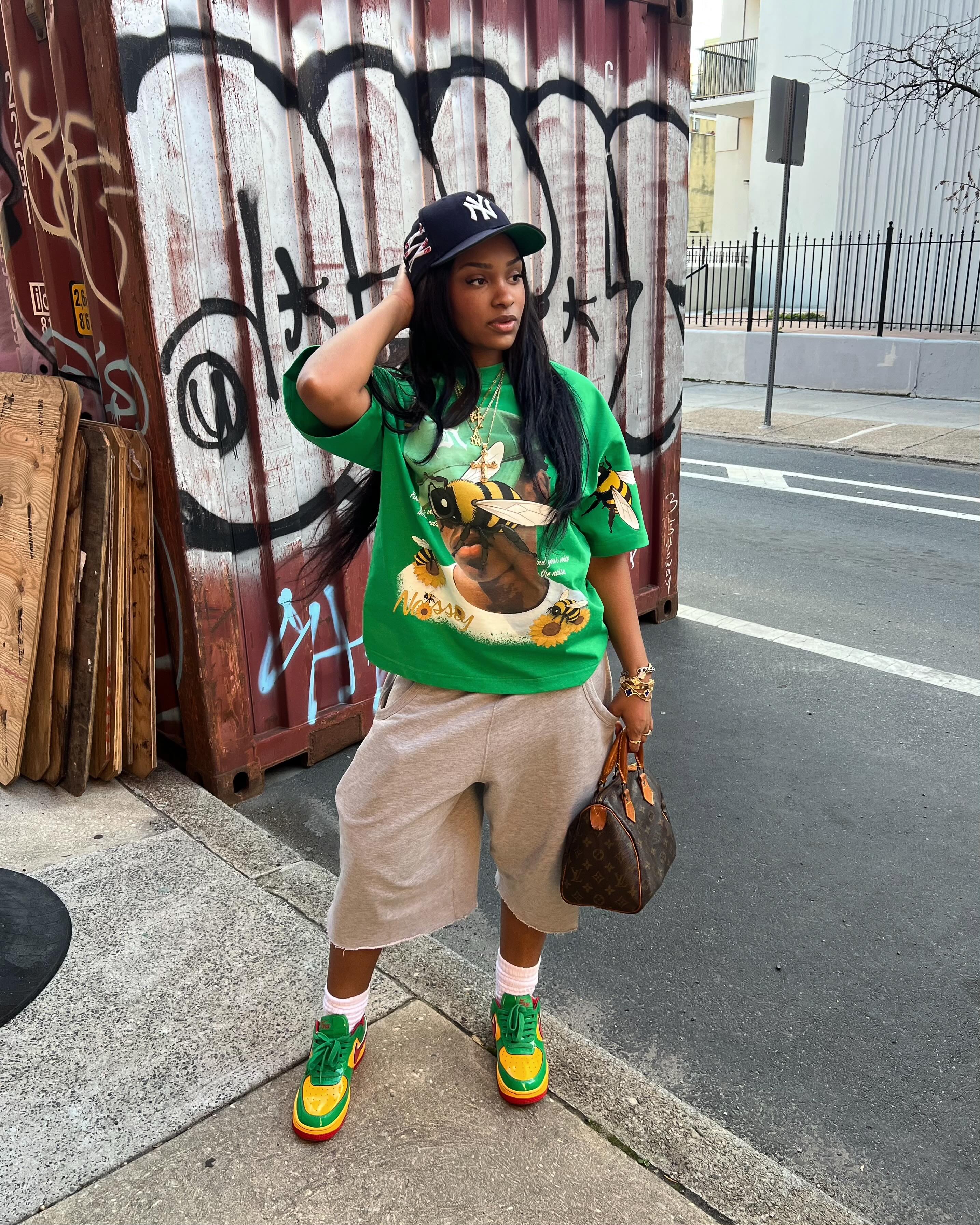 NOISSEY "Surrealist Bee" Green Tee - Boxy Graphic T-Shirt - Image 4